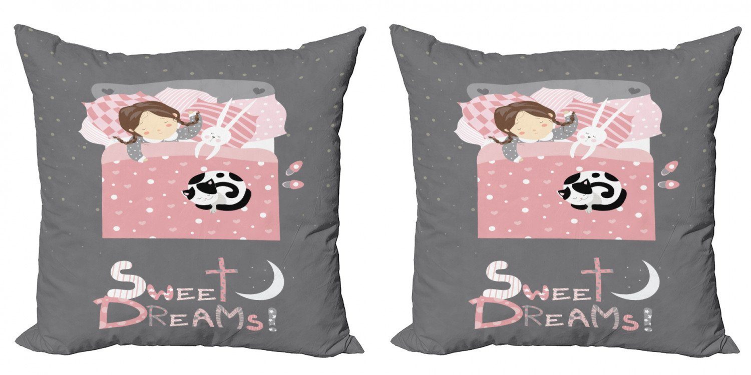 Träume Modern Accent Häschen Digitaldruck, Mädchen Stück), (2 Süße mit Abakuhaus Doppelseitiger einem Kissenbezüge