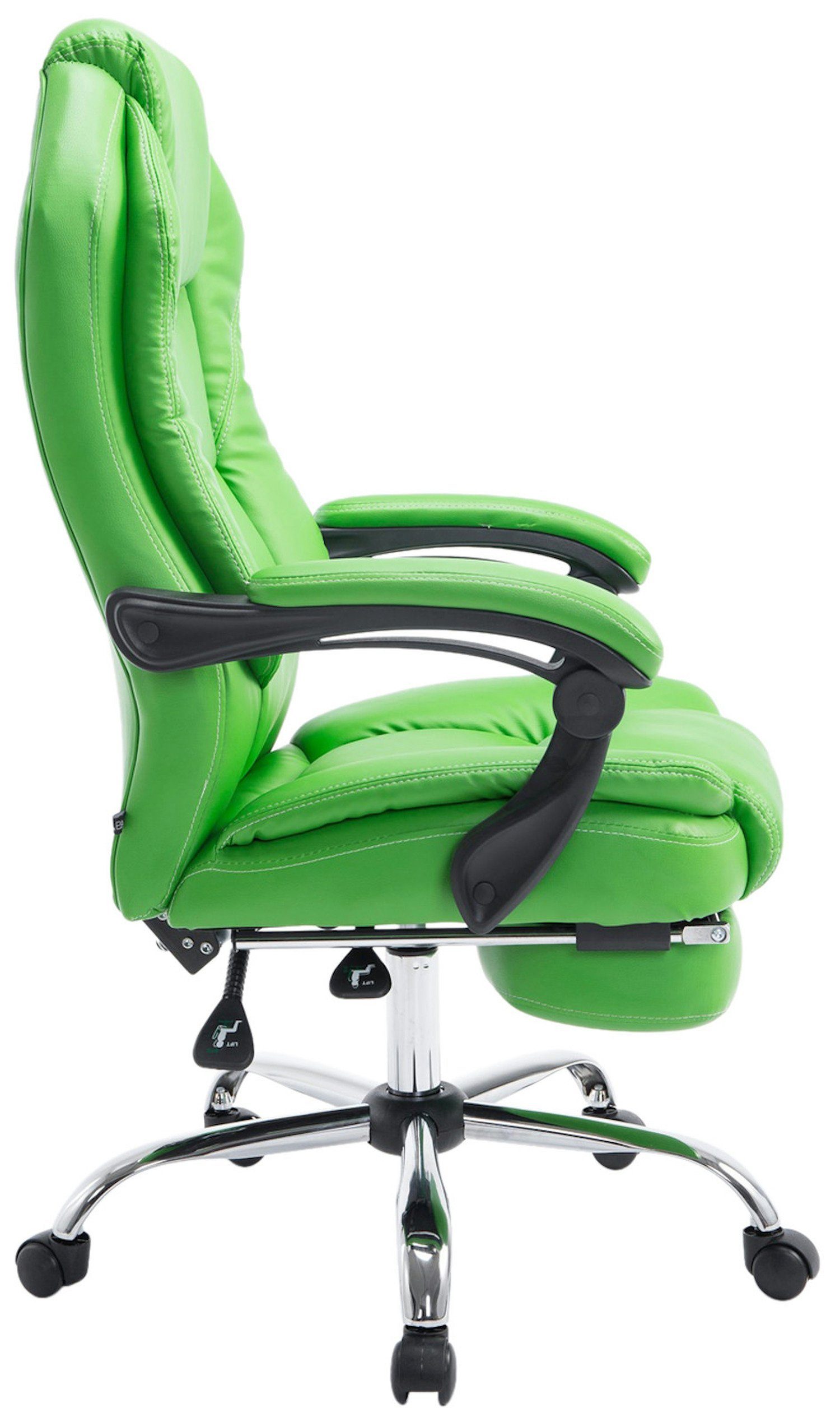 TPFLiving Bürostuhl Castan mit bequemer Metall chrom Chefsessel, Rückenlehne Bürostuhl Gestell: grün Kunstleder Sitzfläche: XXL), (Schreibtischstuhl, 360° - - drehbar höhenverstellbar und Drehstuhl