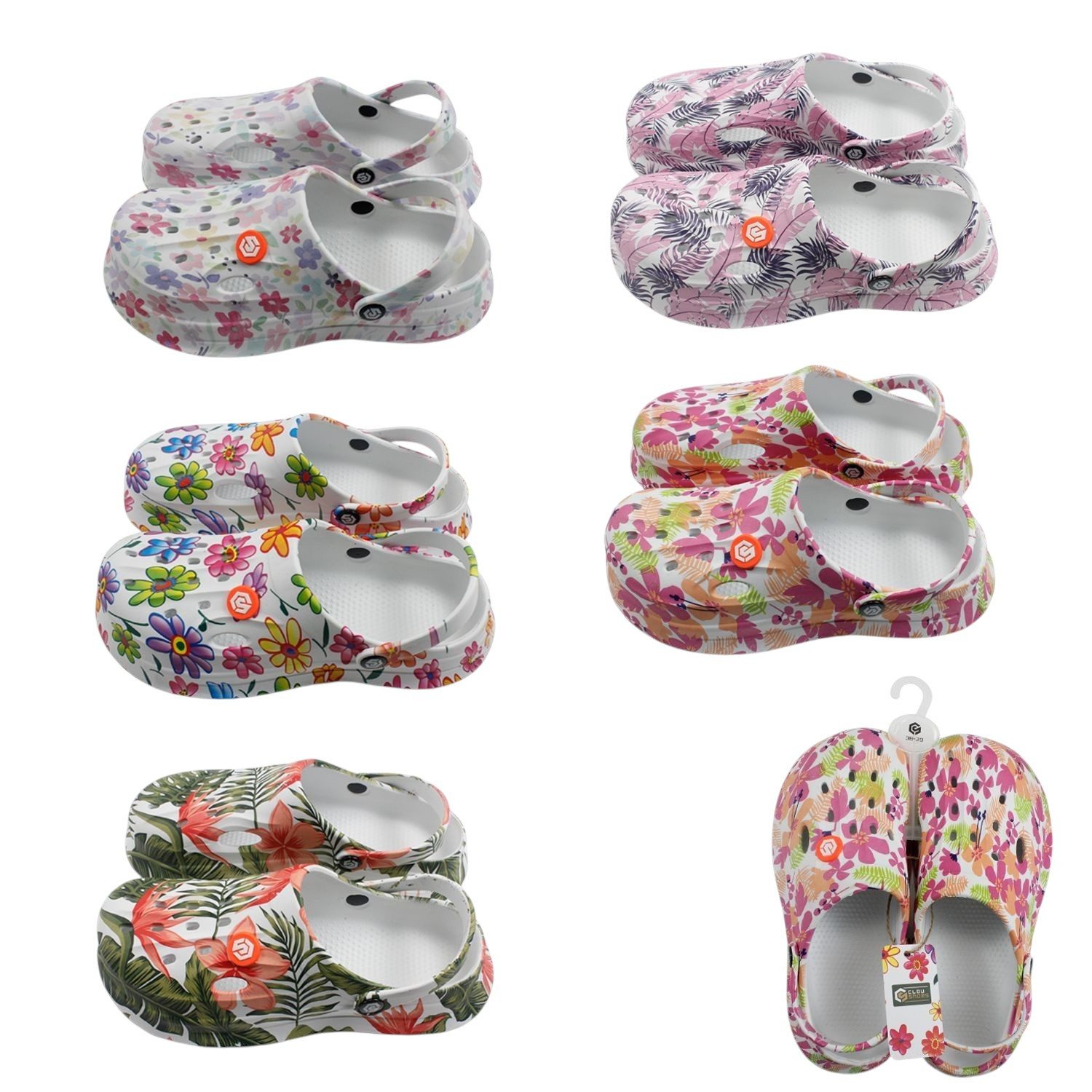 VewoTex Damen Clogs Blumen » günstige Damenschuhe » Blumenmuster Badeschlap günstig online kaufen