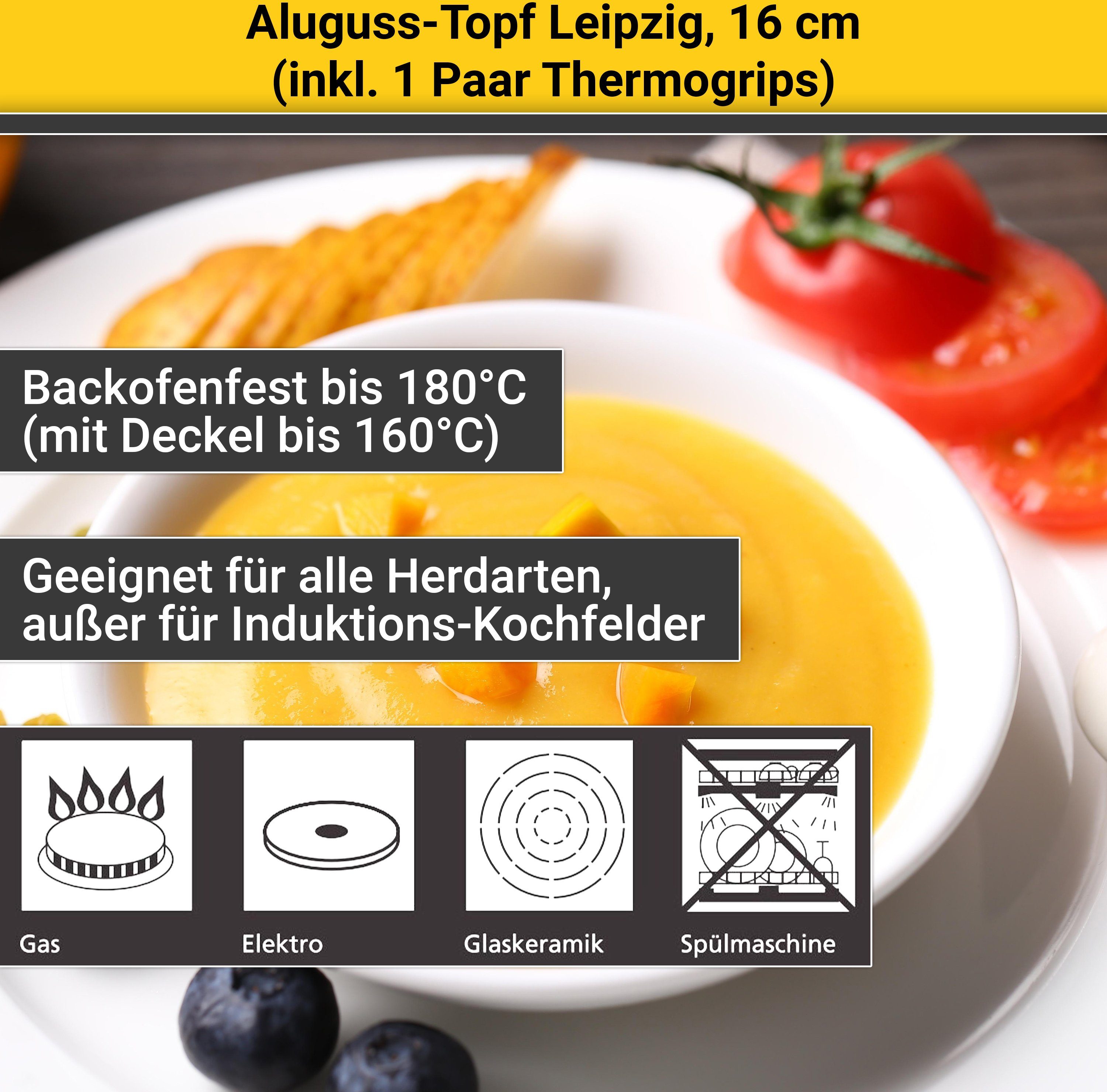 Sichtkochen Leipzig, praktisches Fleischtopf für Krüger Aluminiumguss, Antihaftversiegelung, Glasdeckel