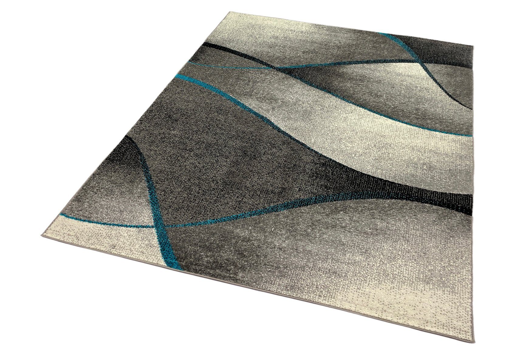 Carpetia Teppich Teppich Wohnzimmer modern in grau anthrazit blau - pflegeleicht, rechteckig, Höhe: 8 mm