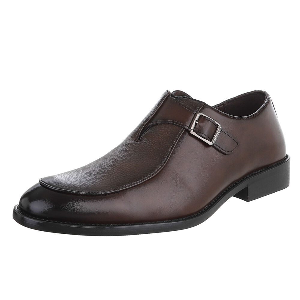 Coolwalk Herren Monkstrap Halbschuh elegant & alltagstauglich Schnürschuh (92422640) Blockabsatz Business-Schuhe in Braun