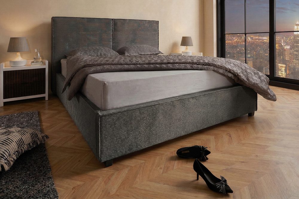 riess-ambiente Boxbett ROCCO 180x200cm dunkelgrau - Cord, mit Bettkasten & Kopfteil, modern (Einzelartikel, 1-St), gepolstertes Kopfteil & mit Stauraum - ideal  – Bild 4 von 5