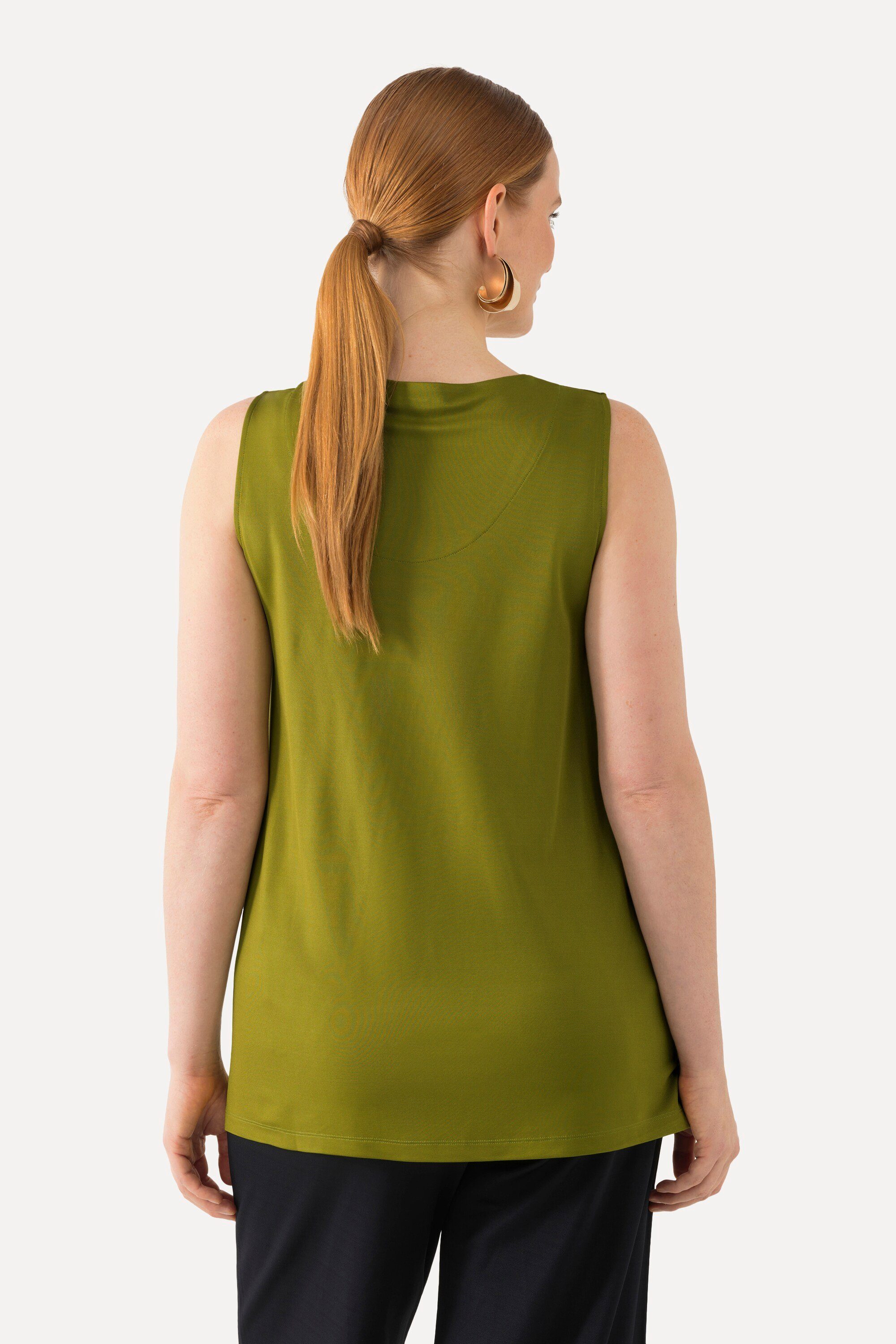 Ulla Popken Longtop Slinkytop Piqué A-Linie Rundhals ärmellos