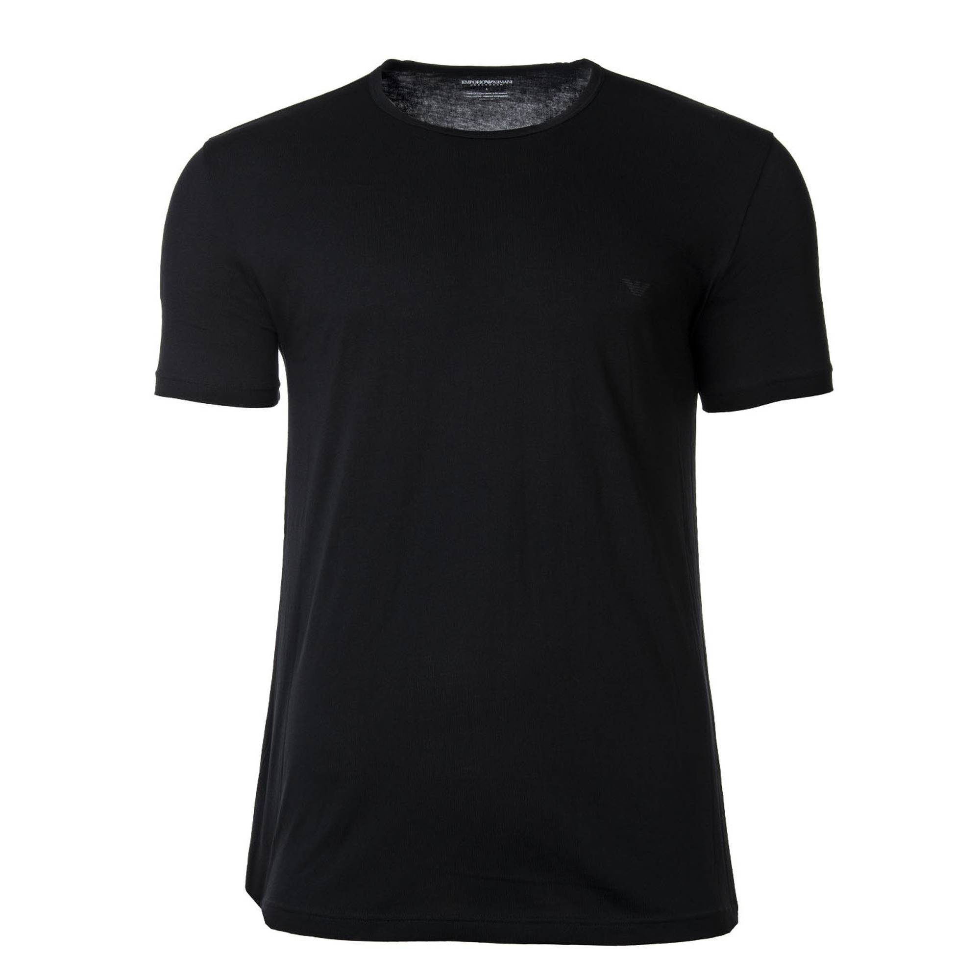 Herren 2er T-Shirt Emporio Pack Neck, - Armani Crew Schwarz/Grau T-Shirt Rundhals