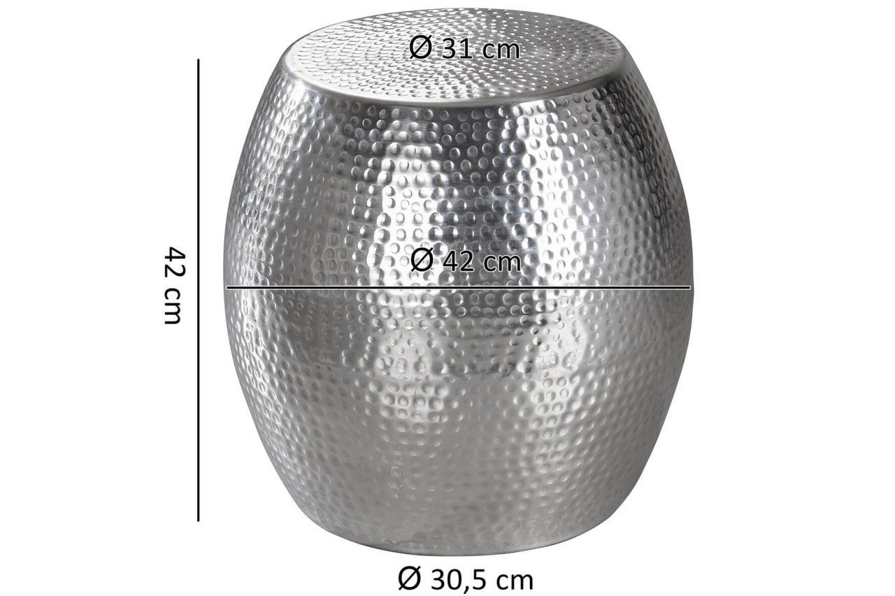 tinkaro Dekotisch Aluminium Silber Beistelltisch BESFORT