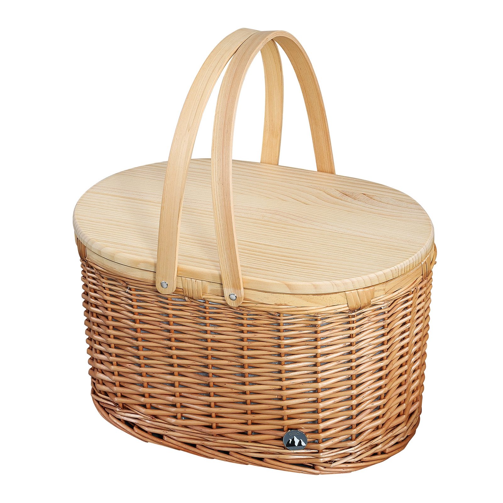 Cilio Picknickkorb Picknickkorb für 4 Personen ANCONA (Stück, 1 St., 1x Picknickkorb mit je 4x Teller, Messer, Gabeln, Löffel und Gläsern), mit Teller Besteck Gläser