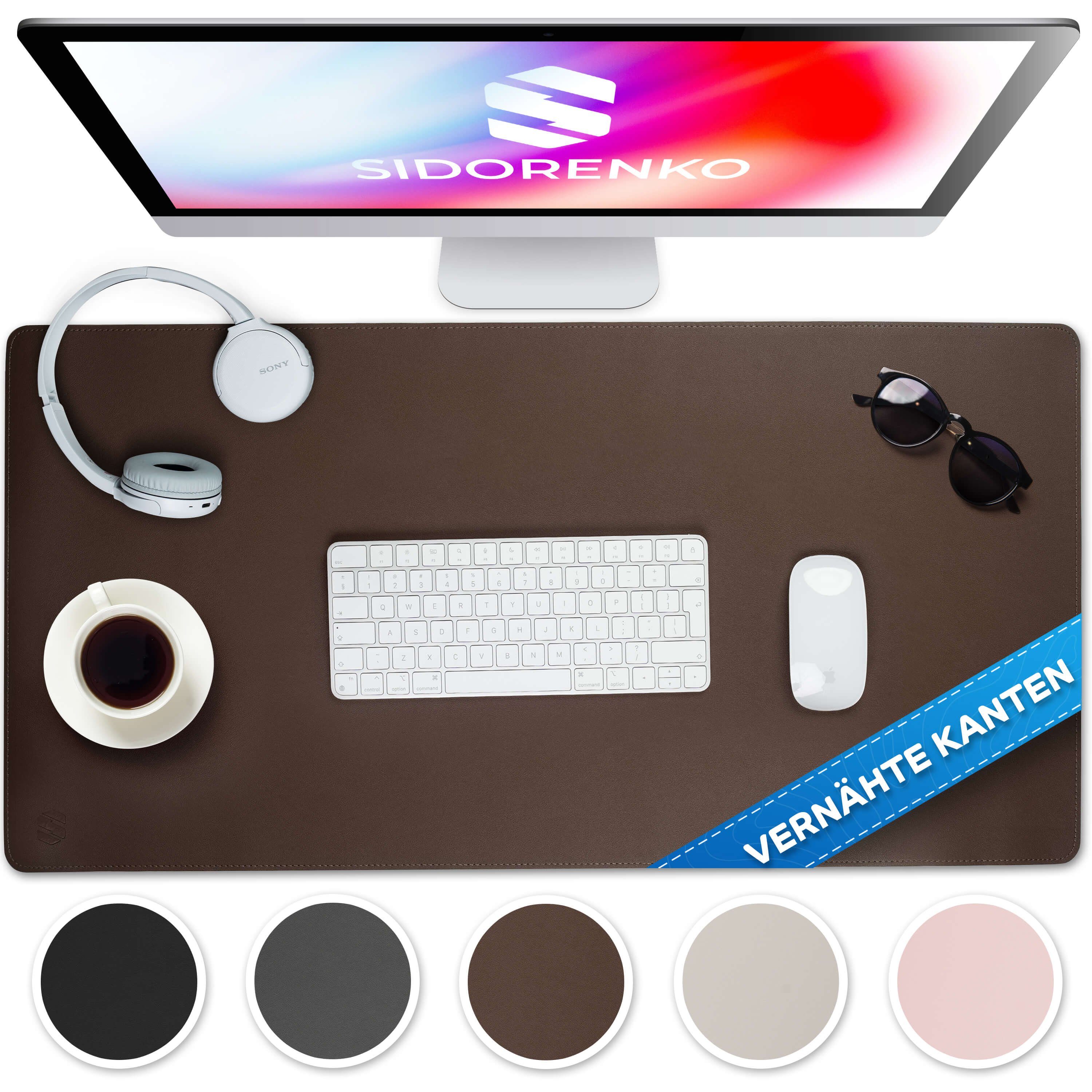 MAXLVL Gaming Mauspad Schreibtischunterlage - Mauspad mit Vernähte Kanten - abwaschbar (in 80x40 cm / 60x35 cm, Schreibtisch Unterlage für Büro), Tischunterlage Schreibtisch aus PU-Leder