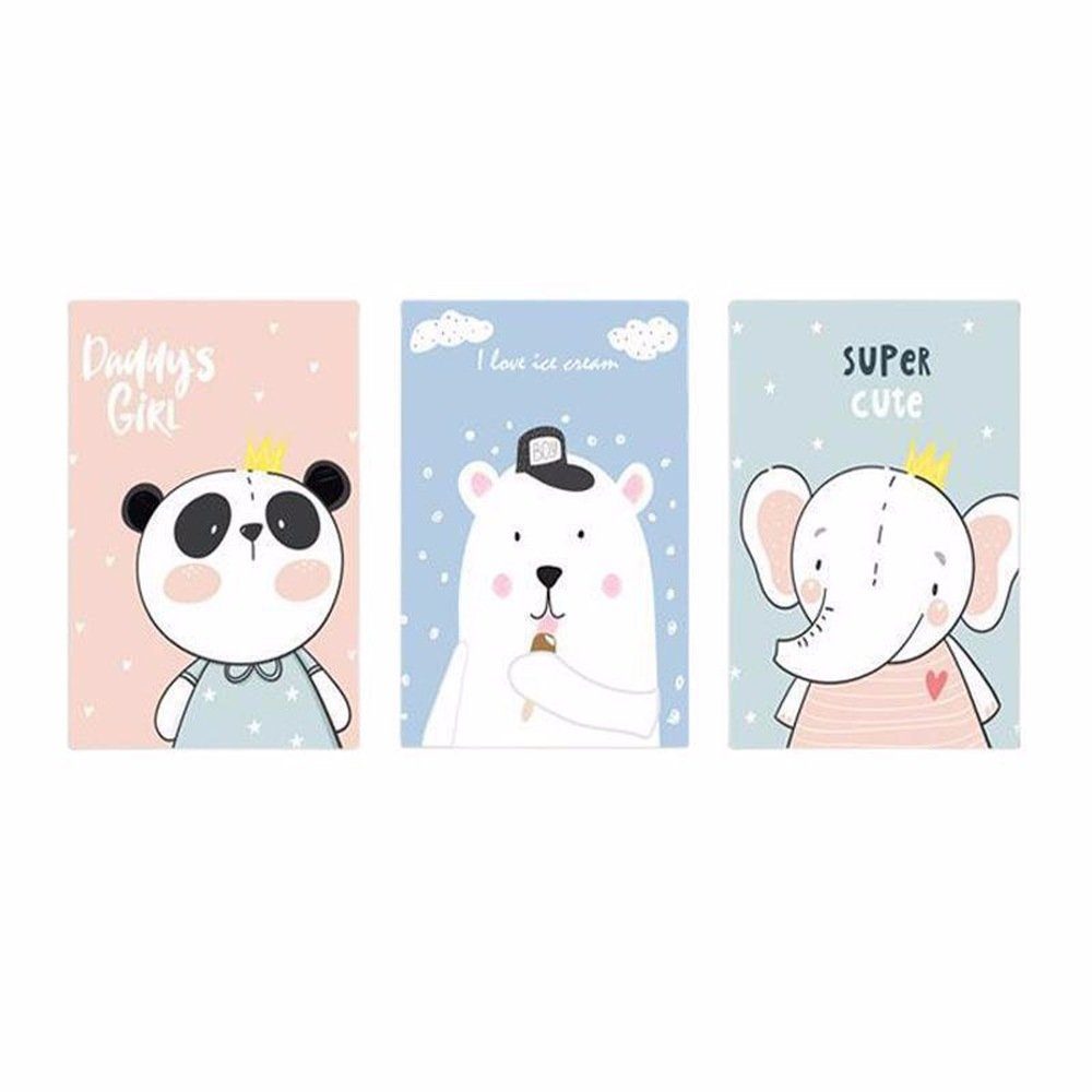 Pippolipo Poster Bilder Kinderzimmer Deko Tiermotive Babyzimmer, (3er Set), Wohnzimmer A4 Kinderposter Kinderbilder Tiere Waldtiere