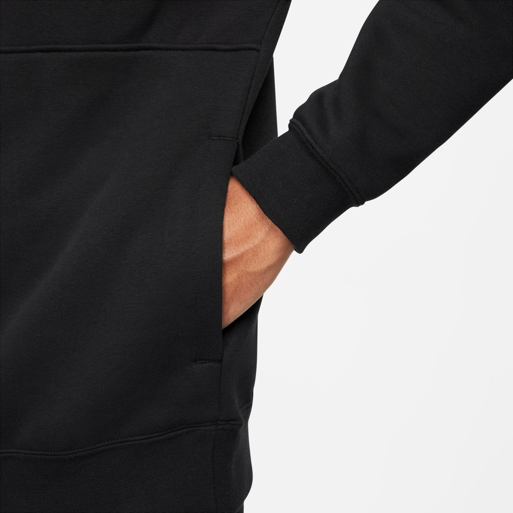 CLUB Sweatshirt BLACK/BLACK/WHITE Nike PULLOVER MEN'S Sportswear 1/-ZIP BRUSHED-BACK