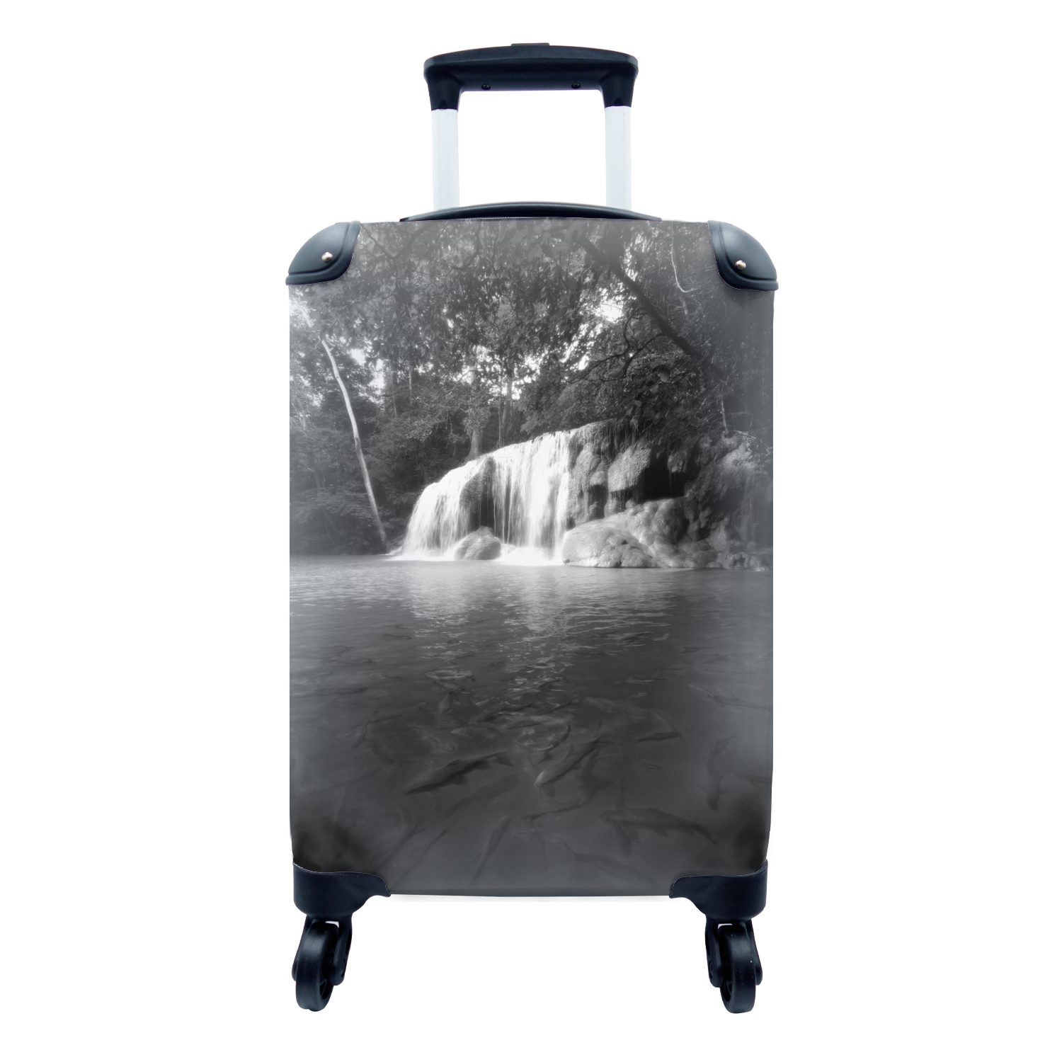 MuchoWow Handgepäckkoffer Angeln im Wasser im Erawan National Park mit Blick auf einen, 4 Rollen, Reisetasche mit rollen, Handgepäck für Ferien, Trolley, Reisekoffer