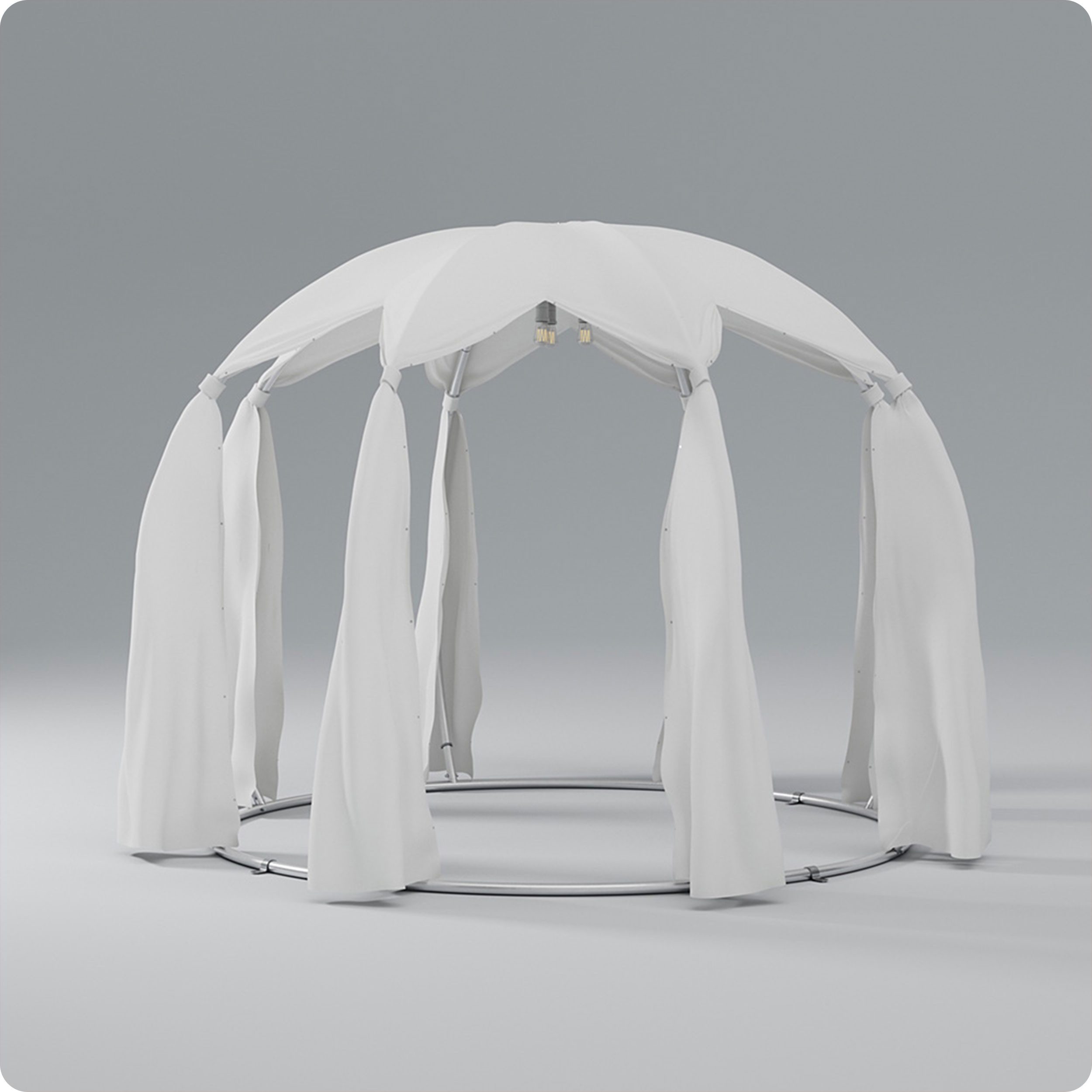 astreea Pavillon Igloo mit wetterfestem Stoffüberzug weiß aus Piqué Textil, inkl. elektrisches Leuchtsystem (4W Vintage Lampen)