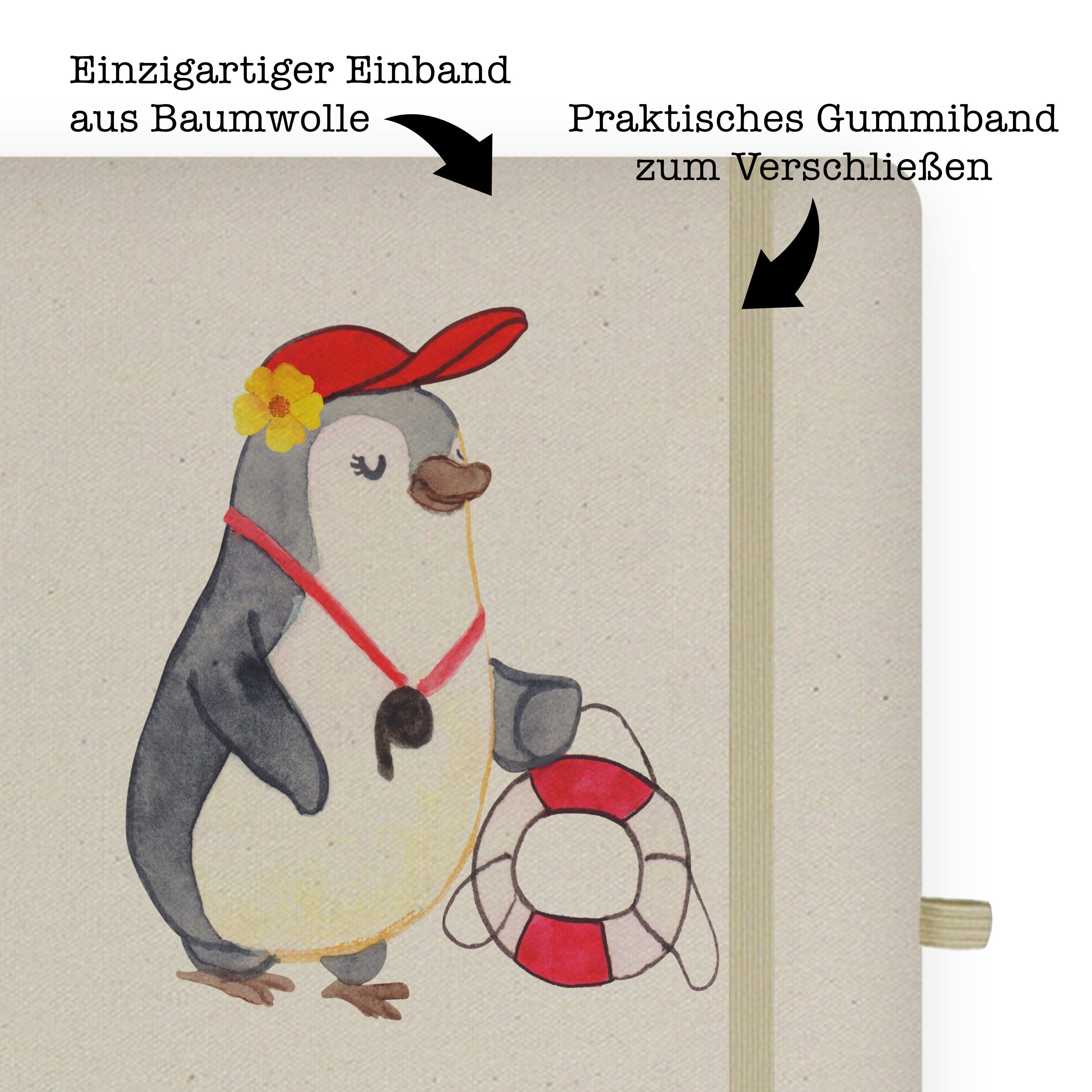 Panda Mrs. Mr. Schwimmba mit Notizbuch Bademeisterin & Schwimmer, Mrs. Panda Transparent - & Geschenk, Mr. Herz -