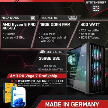 SYSTEMTREFF Basic Gaming-PC-Komplettsystem (27", AMD Ryzen 5 4650G, RX Vega 7, 16 GB RAM, 256 GB SSD, Windows 11, WLAN)
