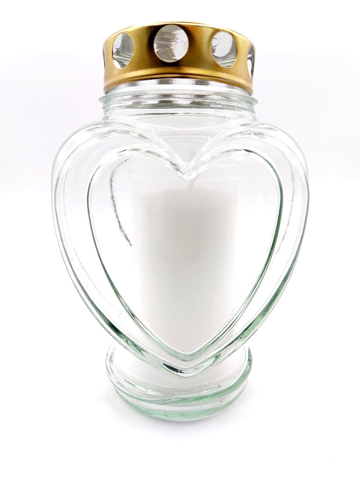 meytrade Outdoorkerze Trauerlicht Grablicht Herzform weiss aus Glas Grablam günstig online kaufen