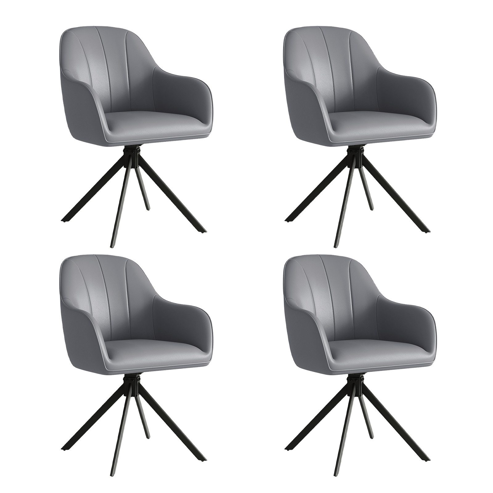HawthyHome Esszimmerstuhl mit Armlehnen und Metallbeinen, 4er-Set, 360° drehbarer,Beige (4 St), 360° drehbarer