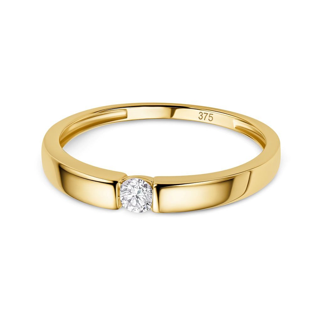 Miore Verlobungsring Damen 9K Gelbgold Solitär Diamant in 0,05ct, 0,10ct, 0,15ct, 0,25ct, in Spannfassung - Echtgold