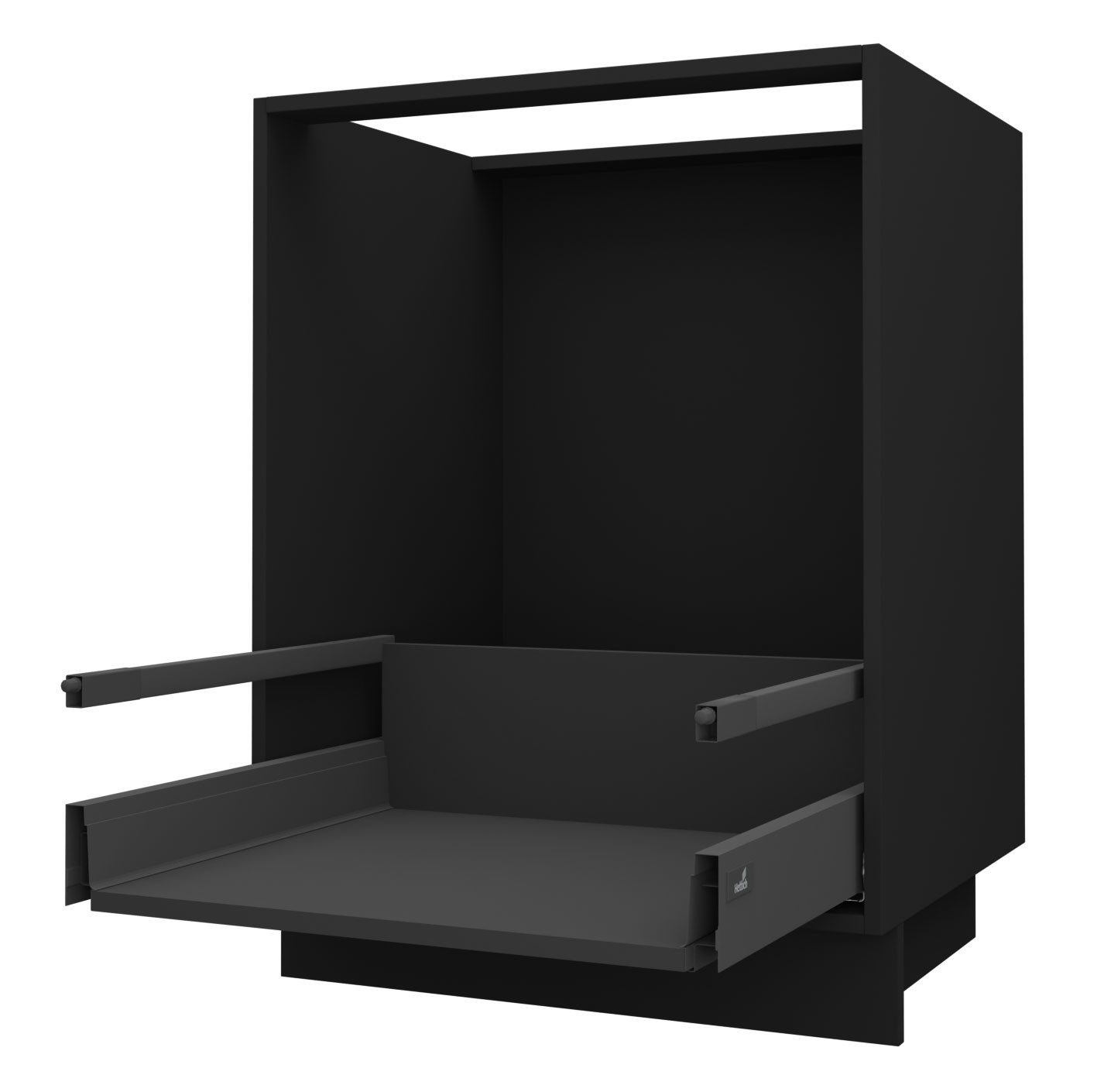 Feldmann-Wohnen Spülenschrank Kvantum (Schublade mit HETTICH Vollauszug, Selbsteinzug und Soft-Close-Funktion, 1-St., Fronten mit dekorativen Fräsungen und leicht abgerundeten Ecken) 60x50x82cm schwarz - beige matt (Q-D1ZA/60)