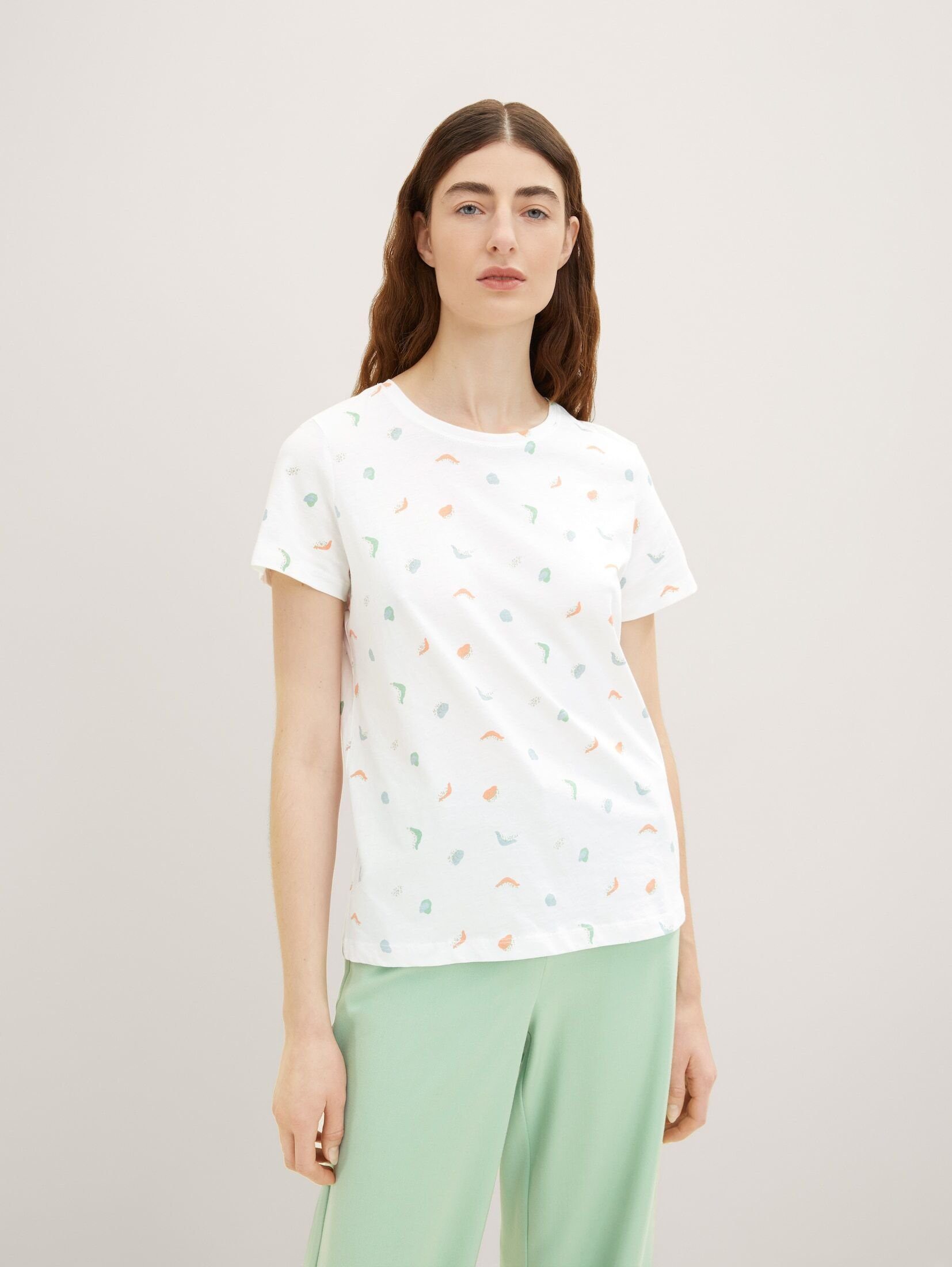 TOM TAILOR T-Shirt T-Shirt mit Print offwhite abstract dot print