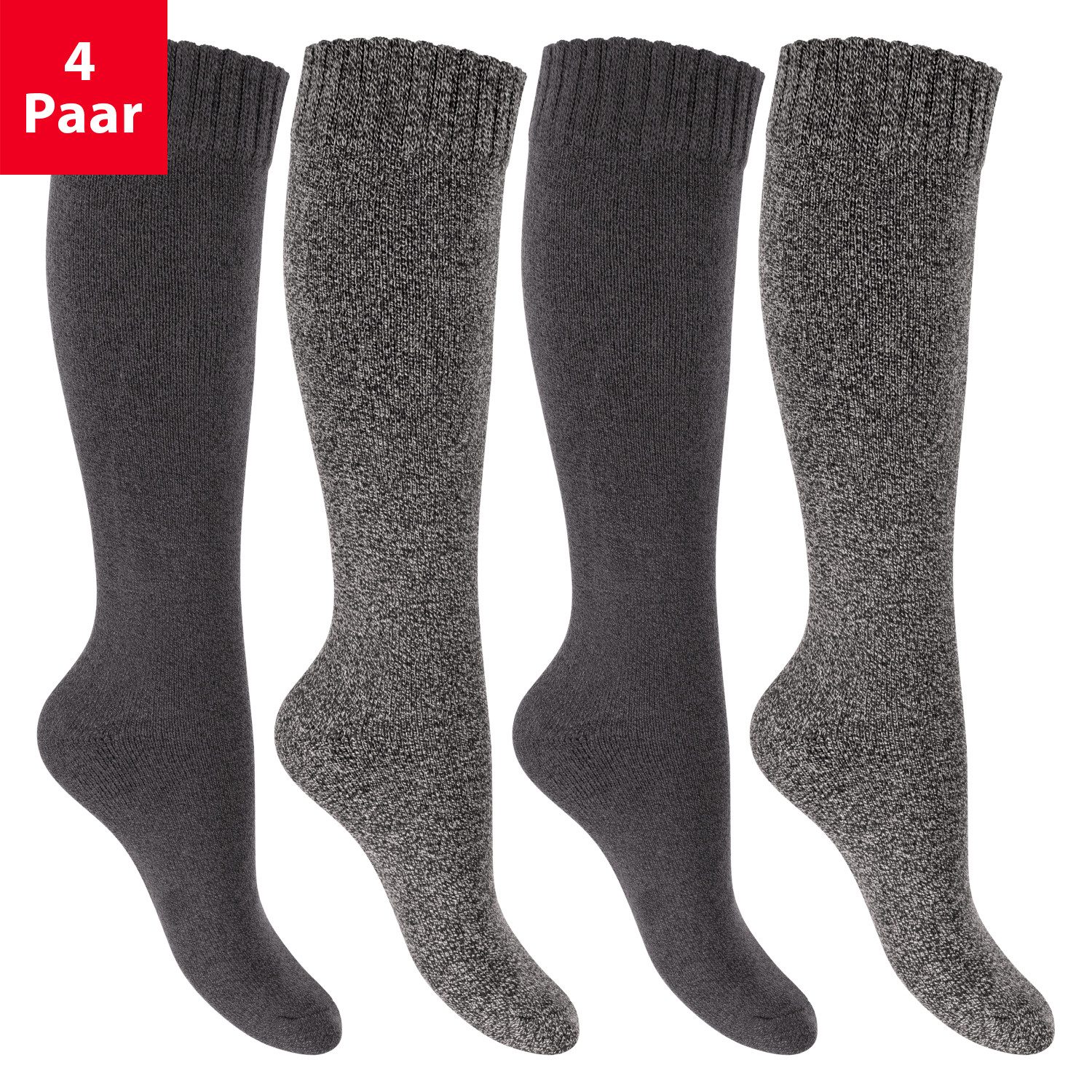 Footstar Thermosocken Damen Frottee Kniestrümpfe (2/4 Paar), Baumwolle, Thermo