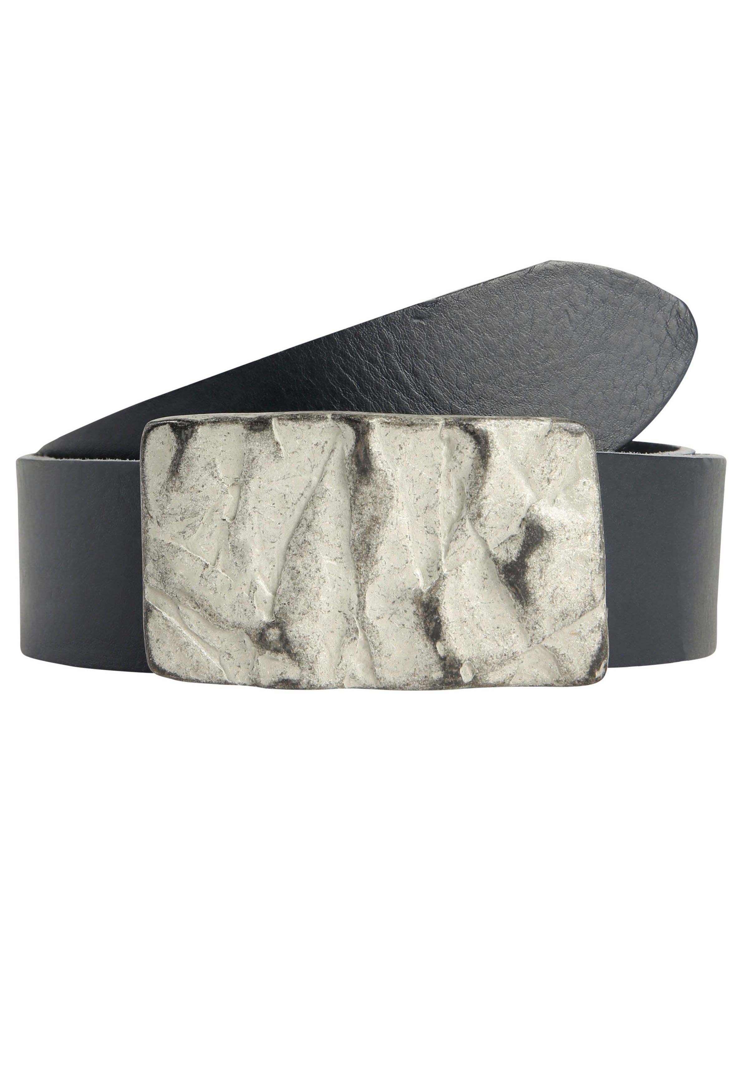RETTUNGSRING by showroom 019° Ledergürtel mit austauschbarer Schließe  »Felswand Grau«, Hochwertiges Vollrindleder aus Italien 4cm Breite