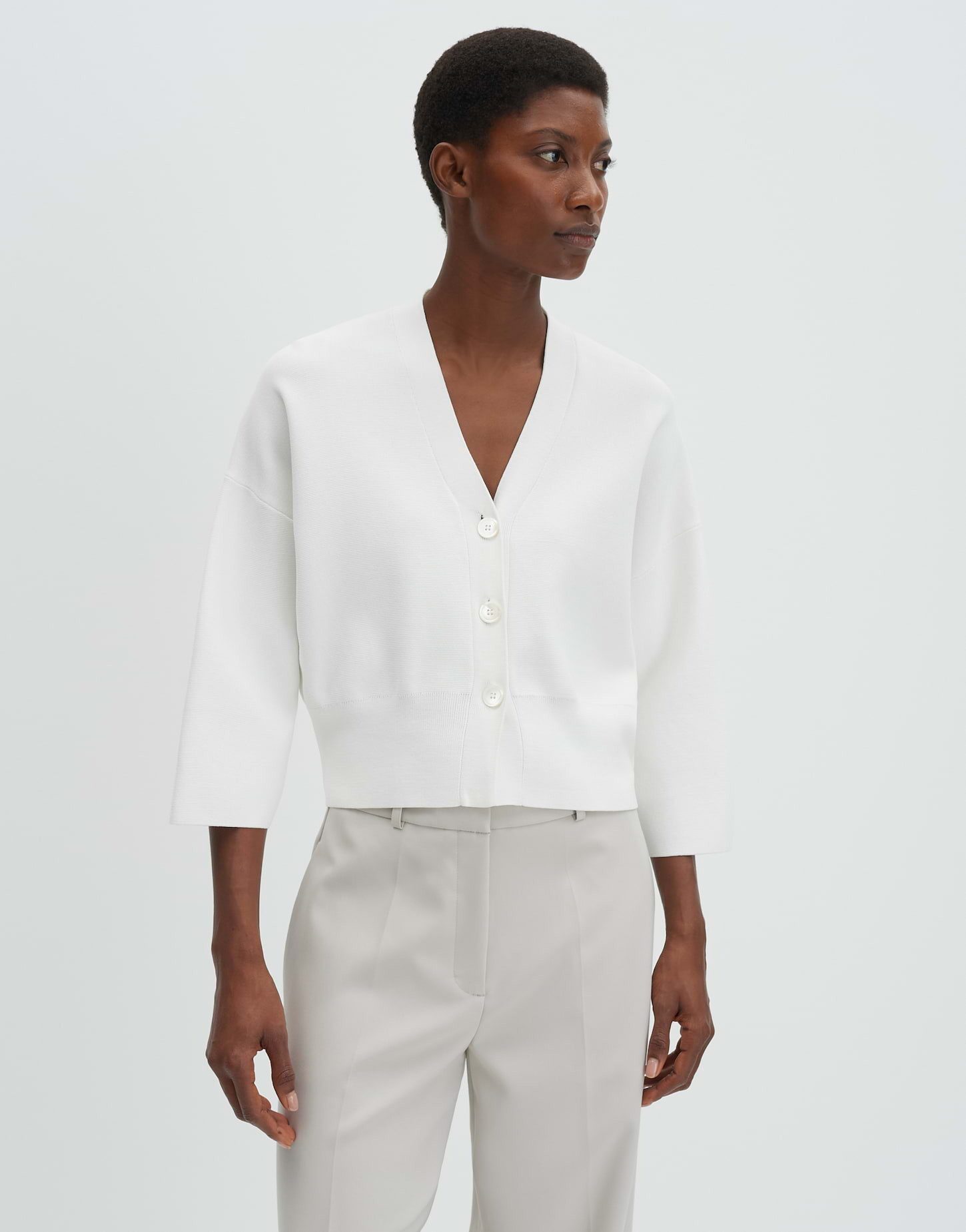 someday Cardigan Talera aus Milano-Strick Boxy Form mit 3/4 Arm und klassischem V-Neck