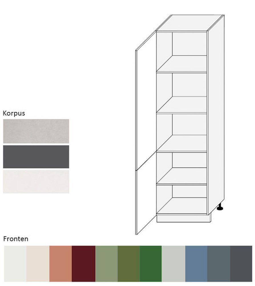 6021 RAL wählbar und Feldmann-Wohnen Florence Hochschrank Ausführung Korpusfarbe grifflos blassgrün (Florence) Hochglanz 60cm 2-türig Front-,