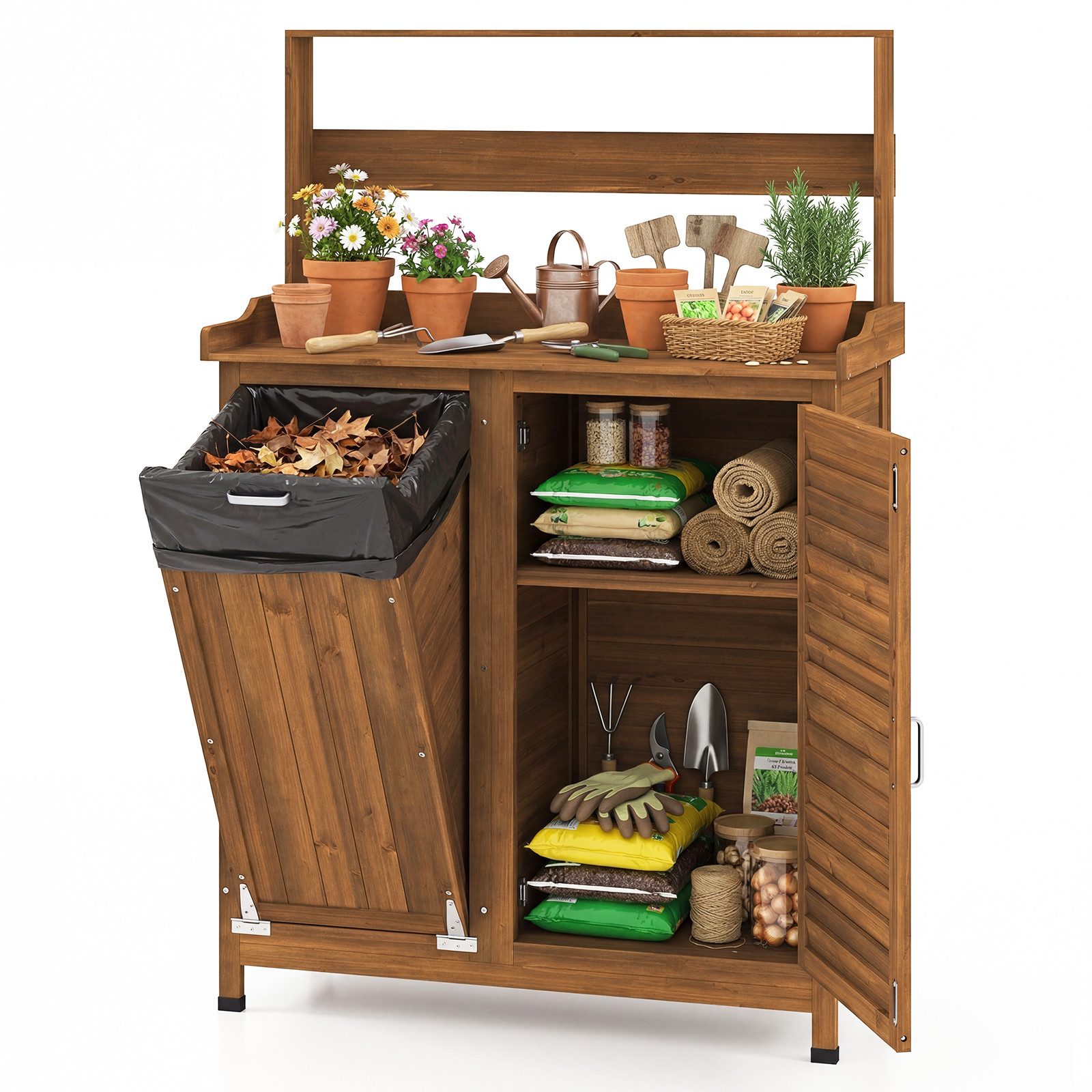 COSTWAY Pflanztisch (1-St), Gärtnertisch, Blumentisch mit Unterschrank & Regal