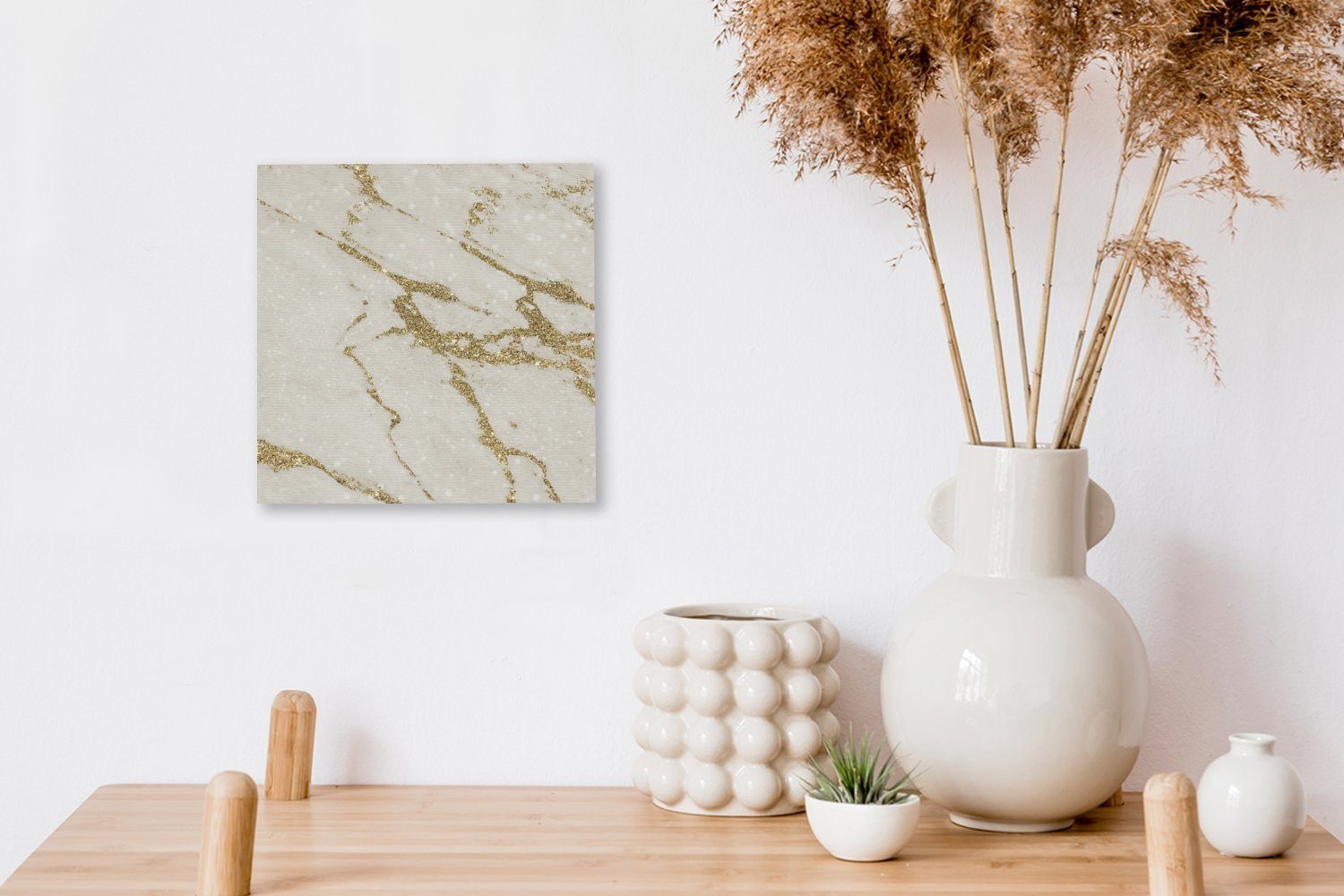 Muster Marmor Leinwand St), - - Leinwandbild OneMillionCanvasses® Gold, für (1 Bilder Wohnzimmer Schlafzimmer