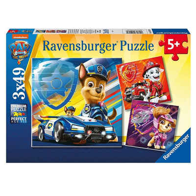 PAW PATROL Puzzle Kinder Puzzle Box The Movie Paw Patrol 3 x 49 Teile Ravensburger, 49 Puzzleteile
