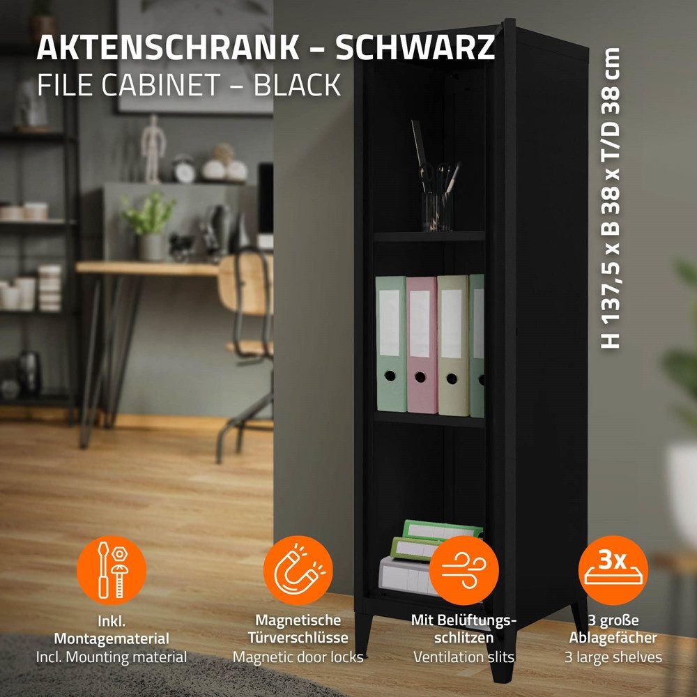 ML-DESIGN Aktenschrank Metallschrank mit Schubladen Aufbewahrungsschrank Mehrzweckschrank (1-St) Lagerschrank Büroschrank Werkzeugschrank Stahlschrank 38x38x137 – Bild 2 von 5