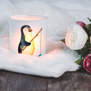 Mr. & Mrs. Panda Windlicht Pinguin Angler - Transparent - Geschenk, Kerzenglas, Teelichtglas, Fi (1 St), Hitzebeständig