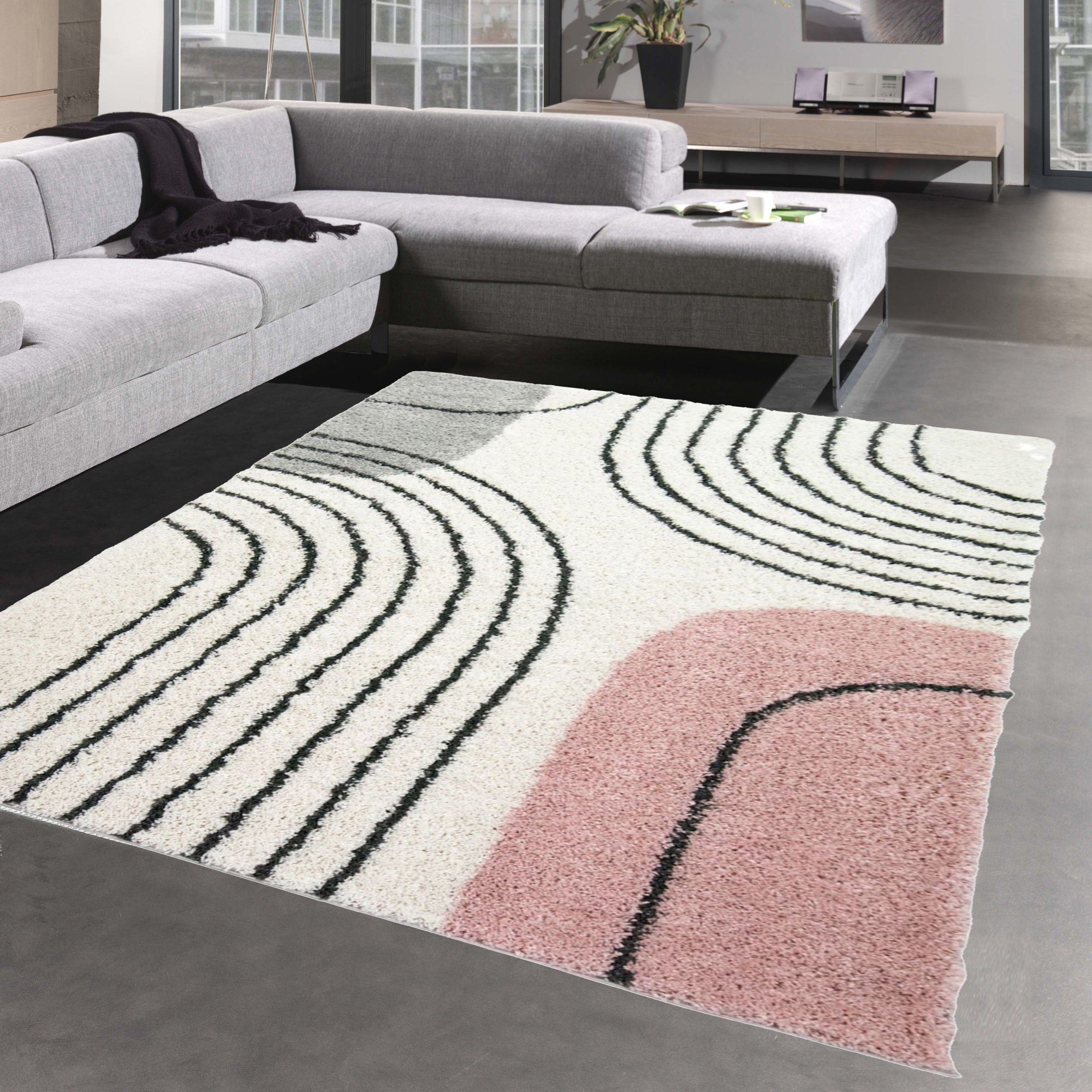 Carpetia Teppich Designerteppich mit runden Mustern - rosa creme, rechtecki günstig online kaufen