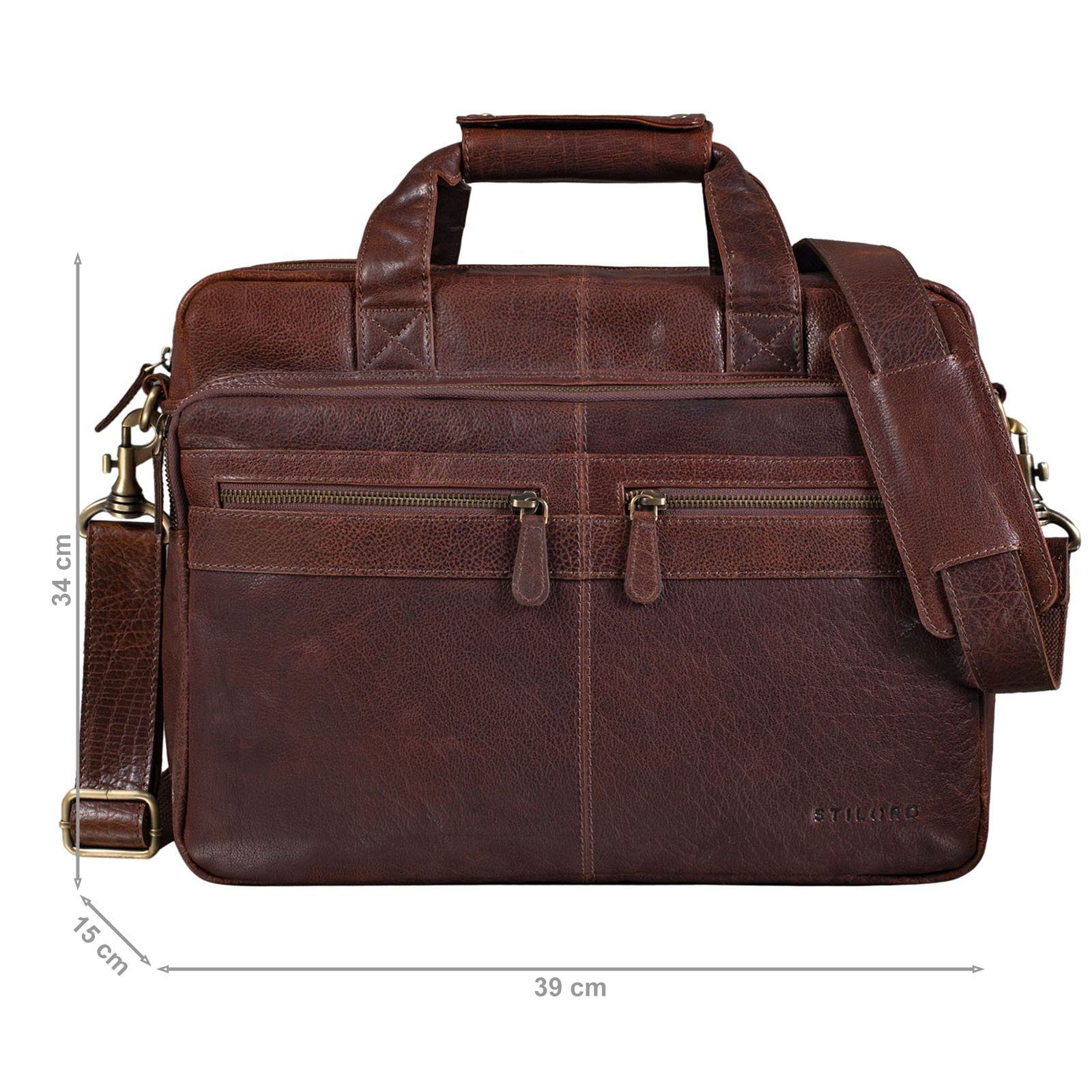 STILORD Laptoptasche "Explorer" Lehrertasche Leder dunkelbraun - Herren maraska Damen