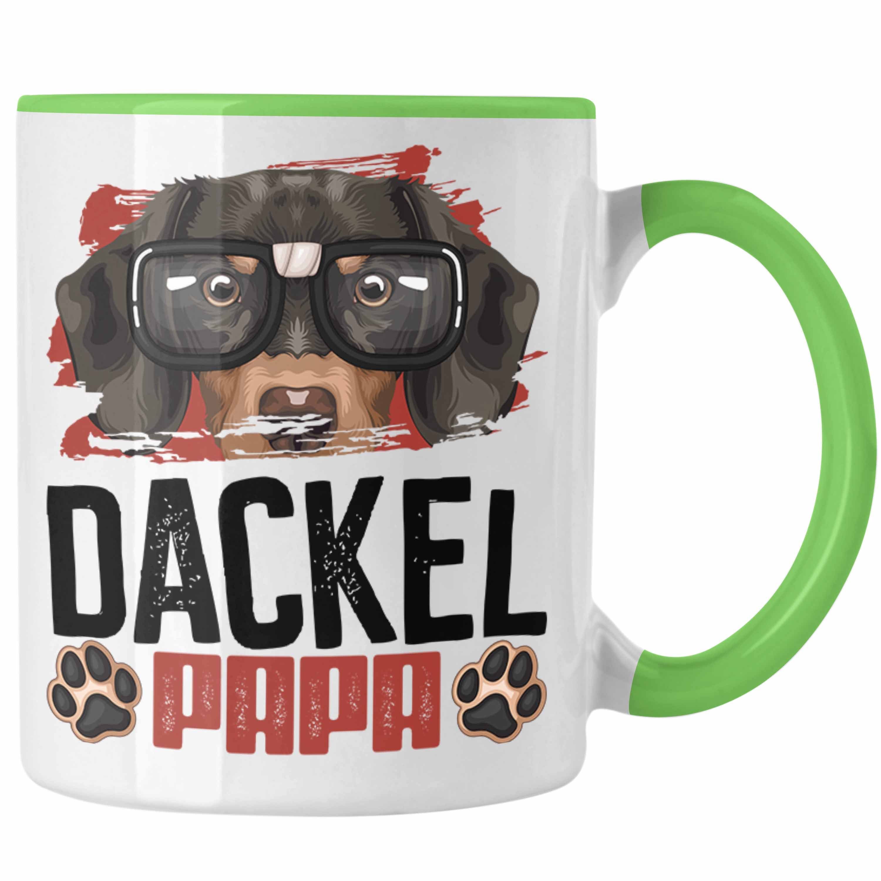 Trendation Tasse Dackel Papa Besitzer Tasse Geschenk Lustiger Spruch Geschenkidee Dacke Grün