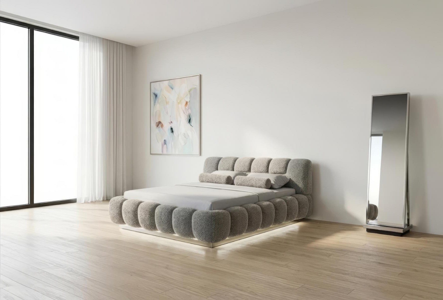 Xlmoebel Standspiegel Eleganter Ganzkörperspiegel in Silber für Flur und Ankleidezimmer, Made in Europa
