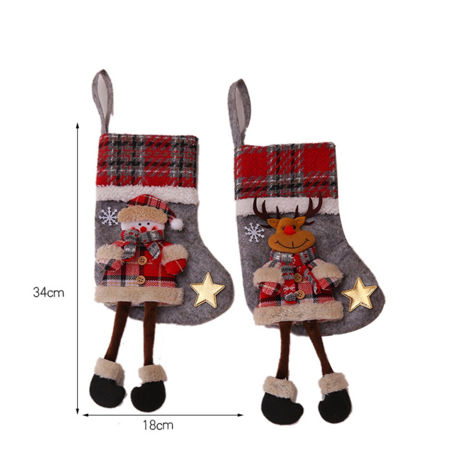 4er St), Set 34×18cm Groß Weihnachten Deko, Nikolausstiefel Nikolausstrumpf, (4 HOMEIDEAS