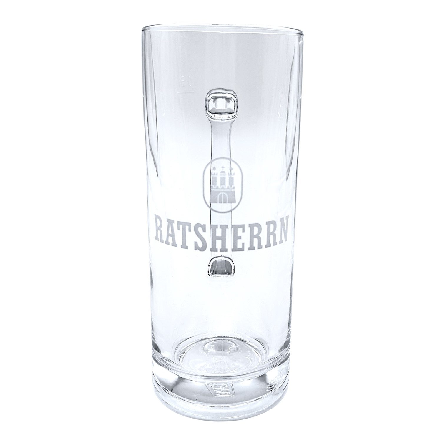 Ratsherrn Bierkrug 0,5 l aus Glas – Hochwertiger Bierkrug mit Eichung und Brauereilogo, 1-tlg., Tradition trifft Hanse-Charme – aus der Hamburger Ratsherrn Brauerei