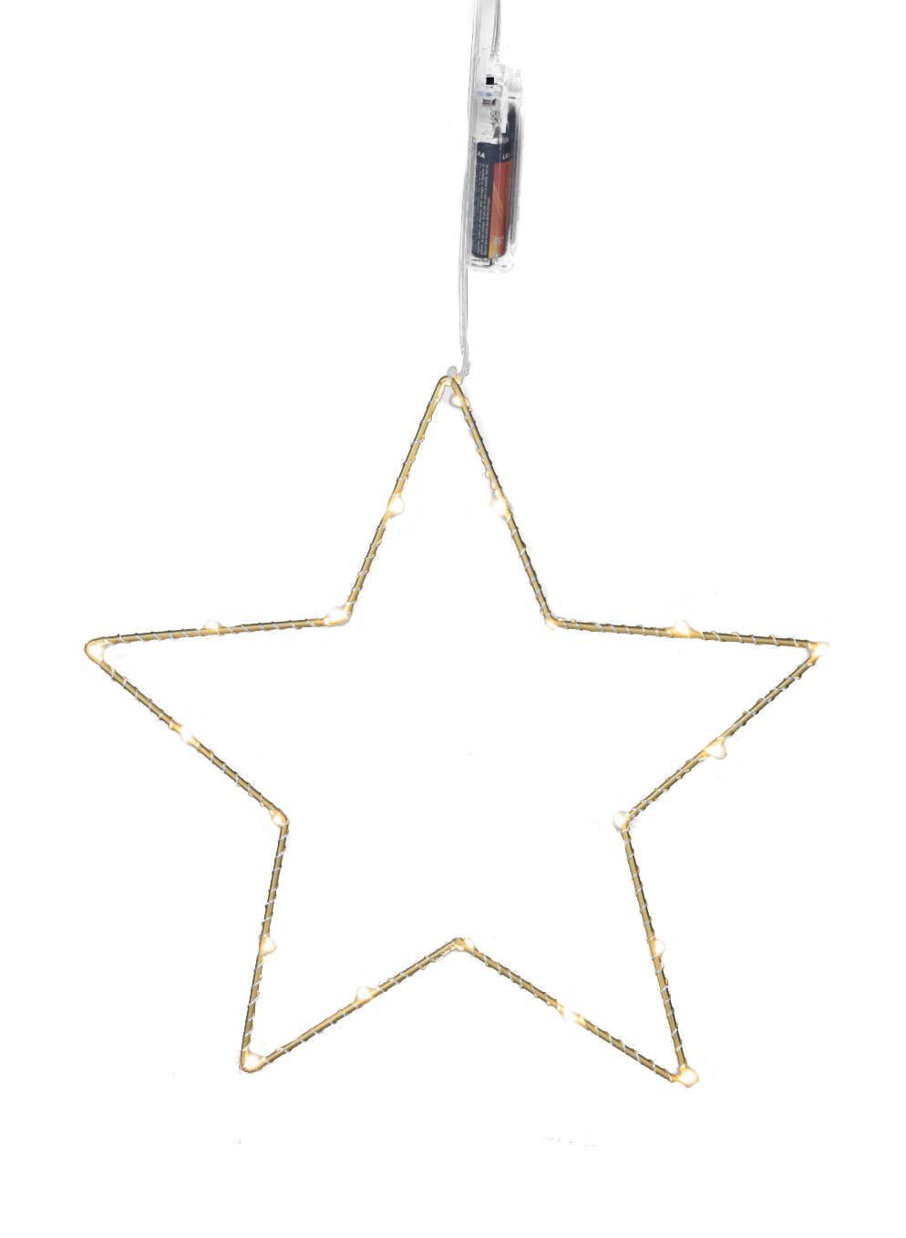 Spetebo LED-Girlande Beleuchteter Stern mit 20 LED - Ø 29,5 cm - gold, mit 20 warmweißen LED
