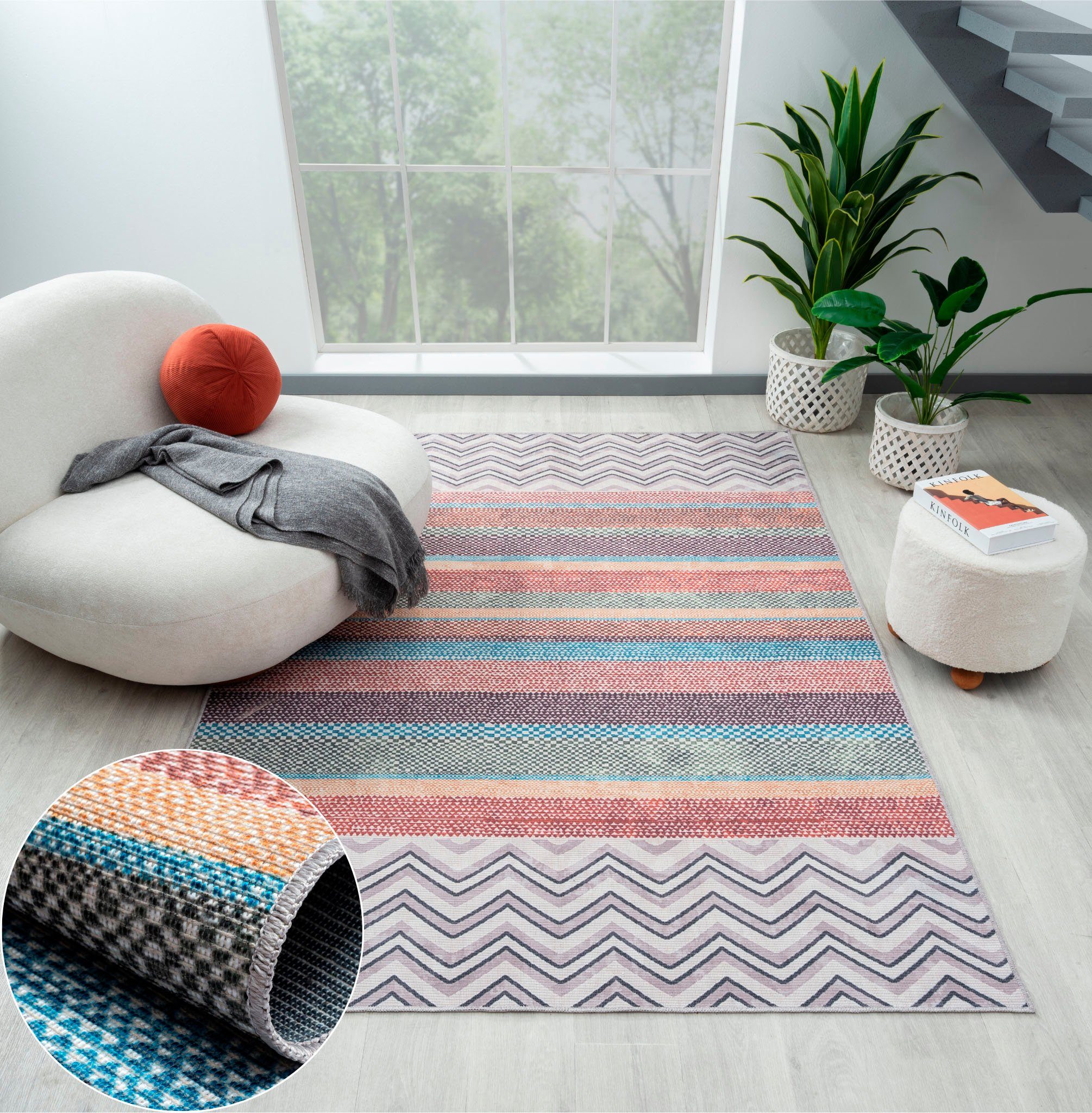 Myflair Möbel & Accessoires Teppich Vivi, LAGERRÄUMUNG!, rechteckig, Höhe: 10 mm, bedruckt, modernes Design, In- & Outdoor geeignet, waschbar