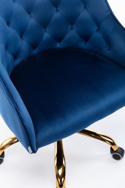 OKWISH Stuhl Samt Bürostuhl, Schminkstuhl, Stoff-Schreibtischstuhl (360° drehbar, höhenverstellbar), hübscher schicker Stuhl, goldener Bürostuhl