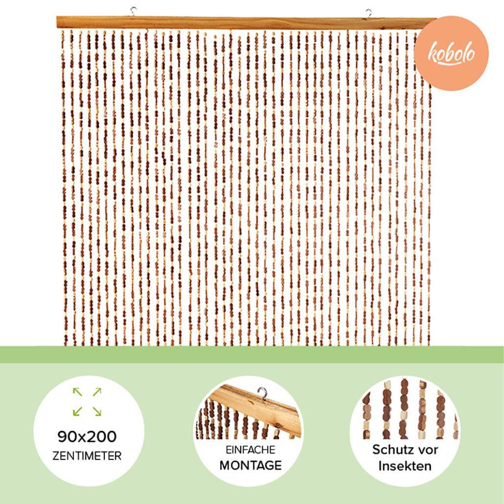 Kobolo Türvorhang Bambusvorhang Vorhang BAMBOO 45 Stränge - Braun (1 St), Ösen – Bild 4 von 5