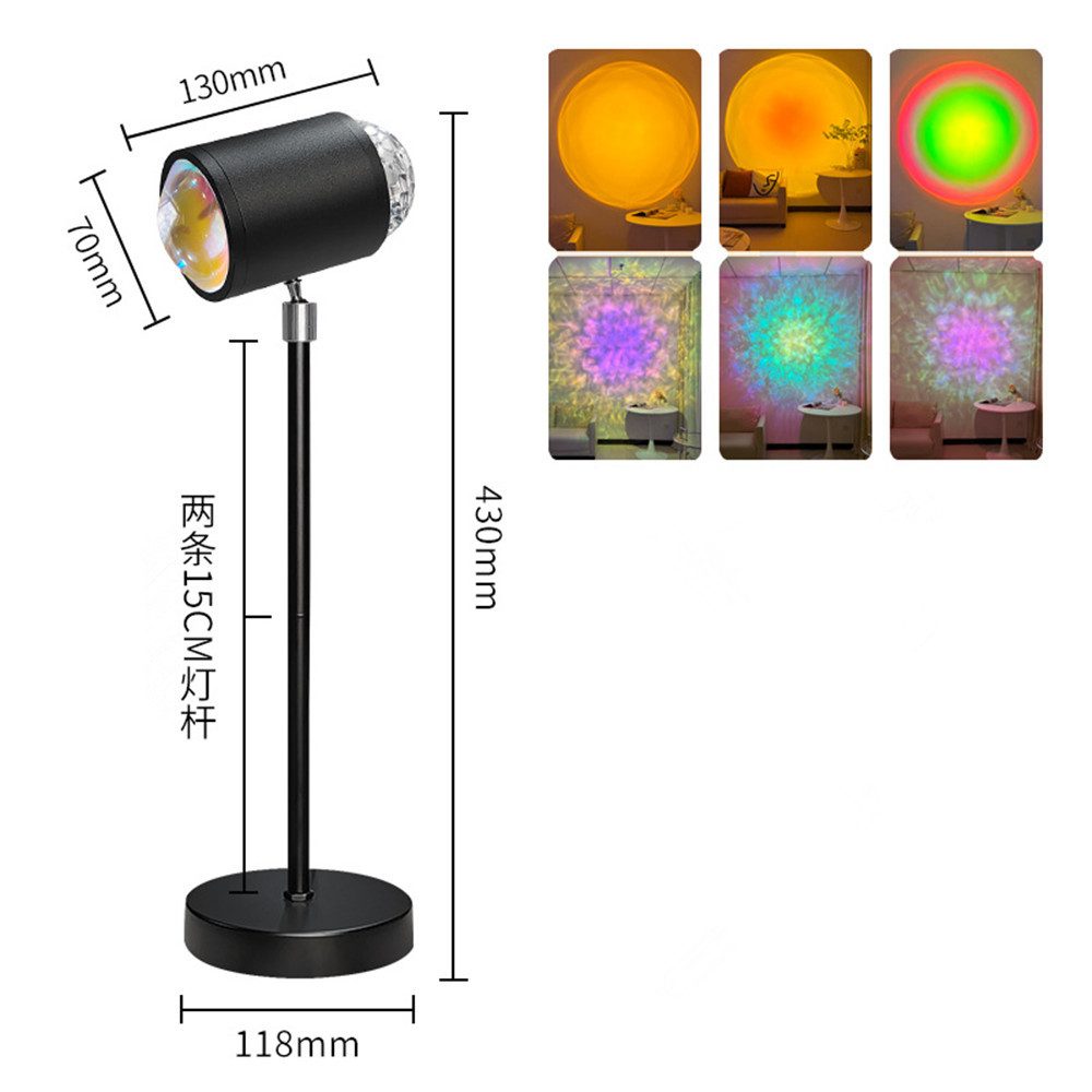 autolock Projektionslampe Sonnenuntergangs-Projektionslampe - Sternennacht Lichter Wasser, Ripple-Rotation - Nachtlichtprojektor mit USB-Kabel - Bodenständer