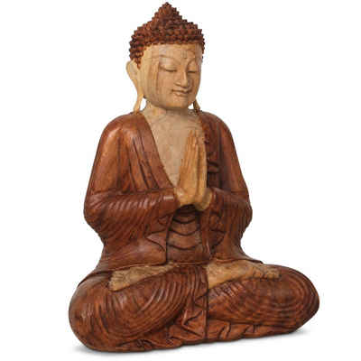 livasia Buddhafigur Buddha aus Holz, betend (30cm/50cm Höhe)
