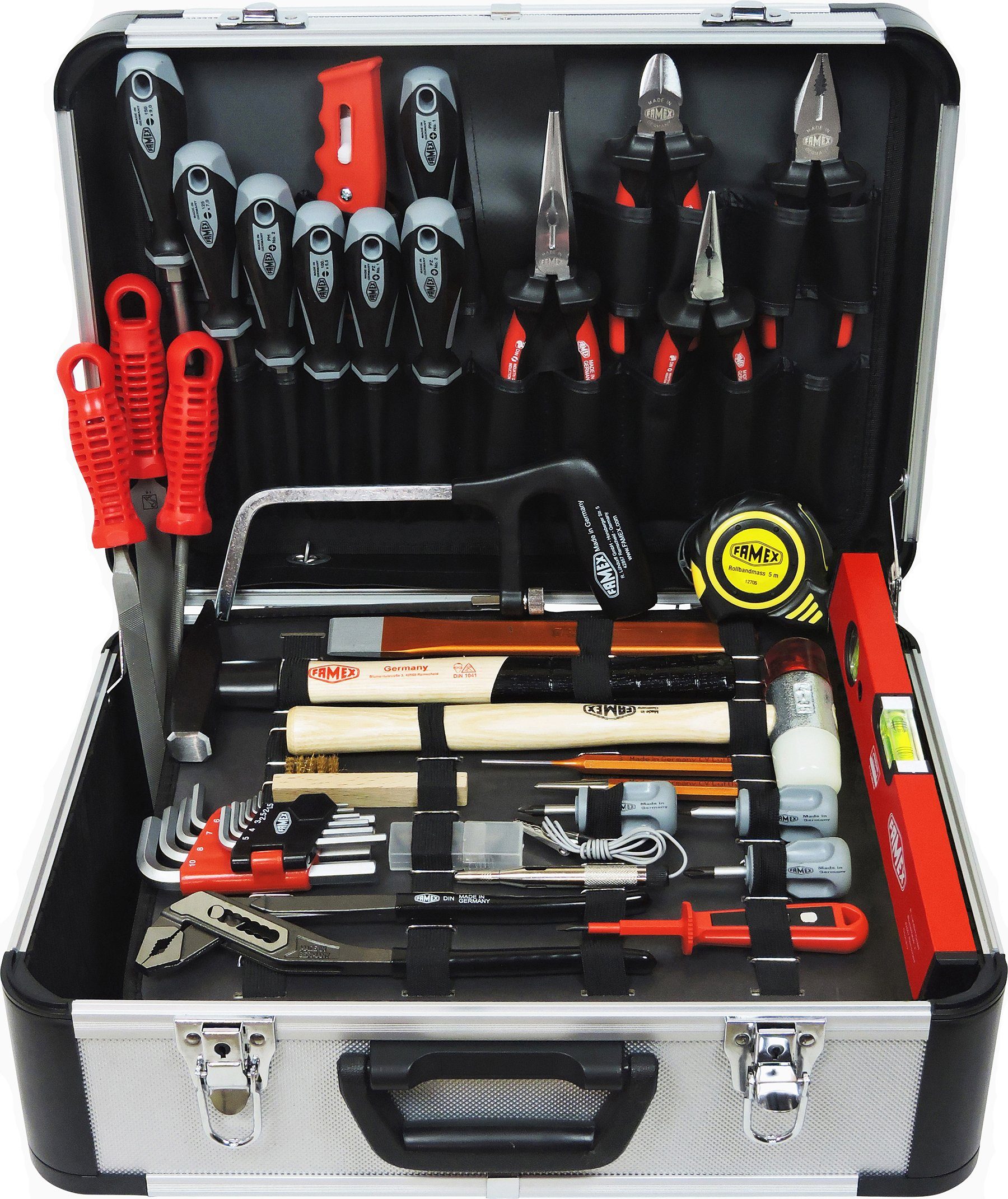 FAMEX Werkzeugset 720-88 Profi Alu Werkzeugkoffer mit Werkzeug Set - PROFESSIONAL, (Werkzeugkoffer), Kapazität bis 30 kg