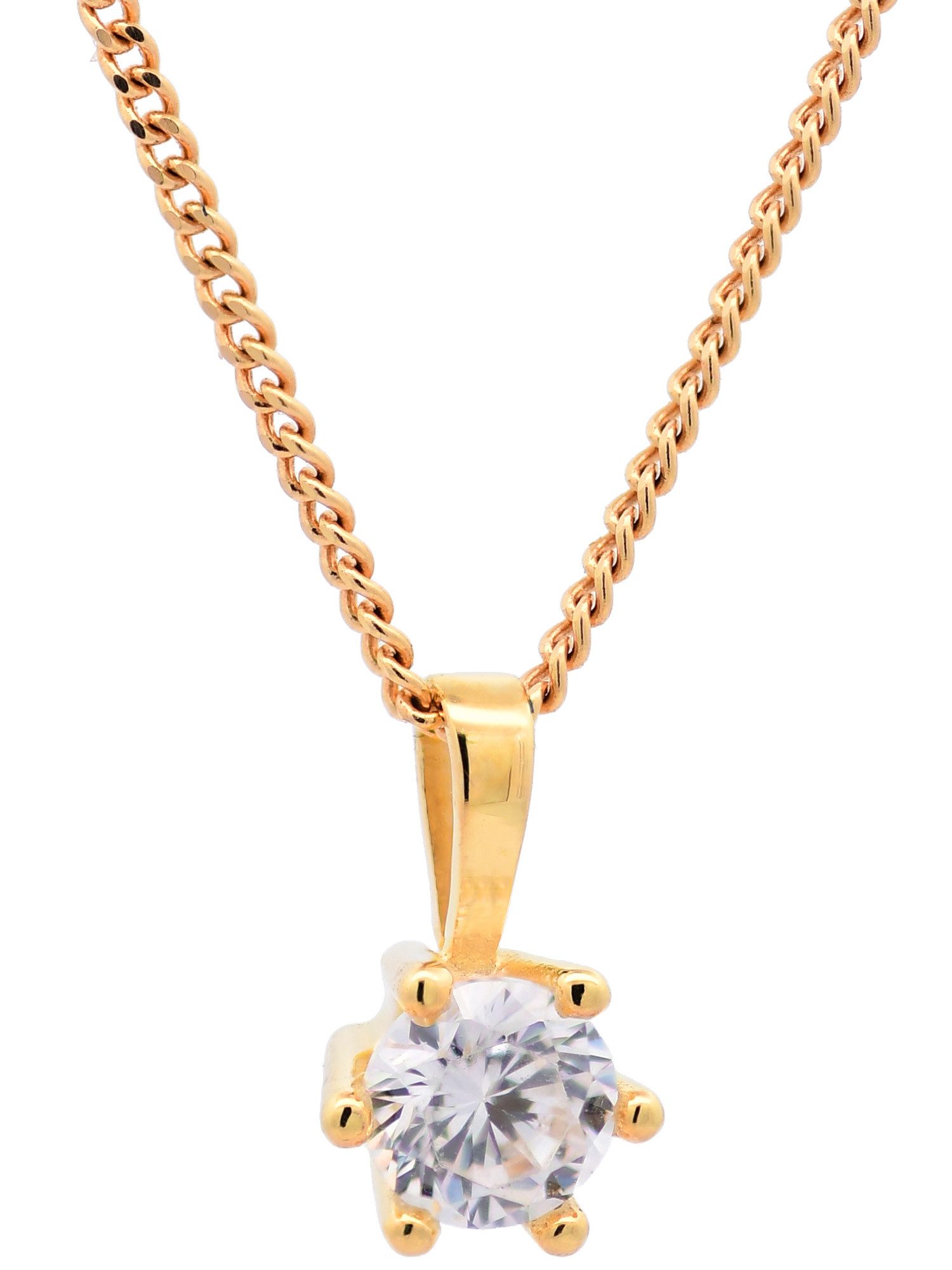 Kreuzanhänger Anhänger Krappenfassung Zirkonia 333 Gold mit verg. Silberkette 36 cm