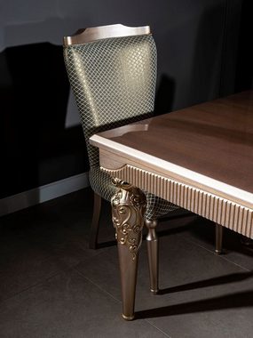 Casa Padrino Esszimmerstuhl Luxus Barock Esszimmer Stuhl Set Grün / Silber / Kupfer / Gold 55 x 55 x H. 102 cm - Küchen Stühle 6er Set - Esszimmer Möbel im Barockstil