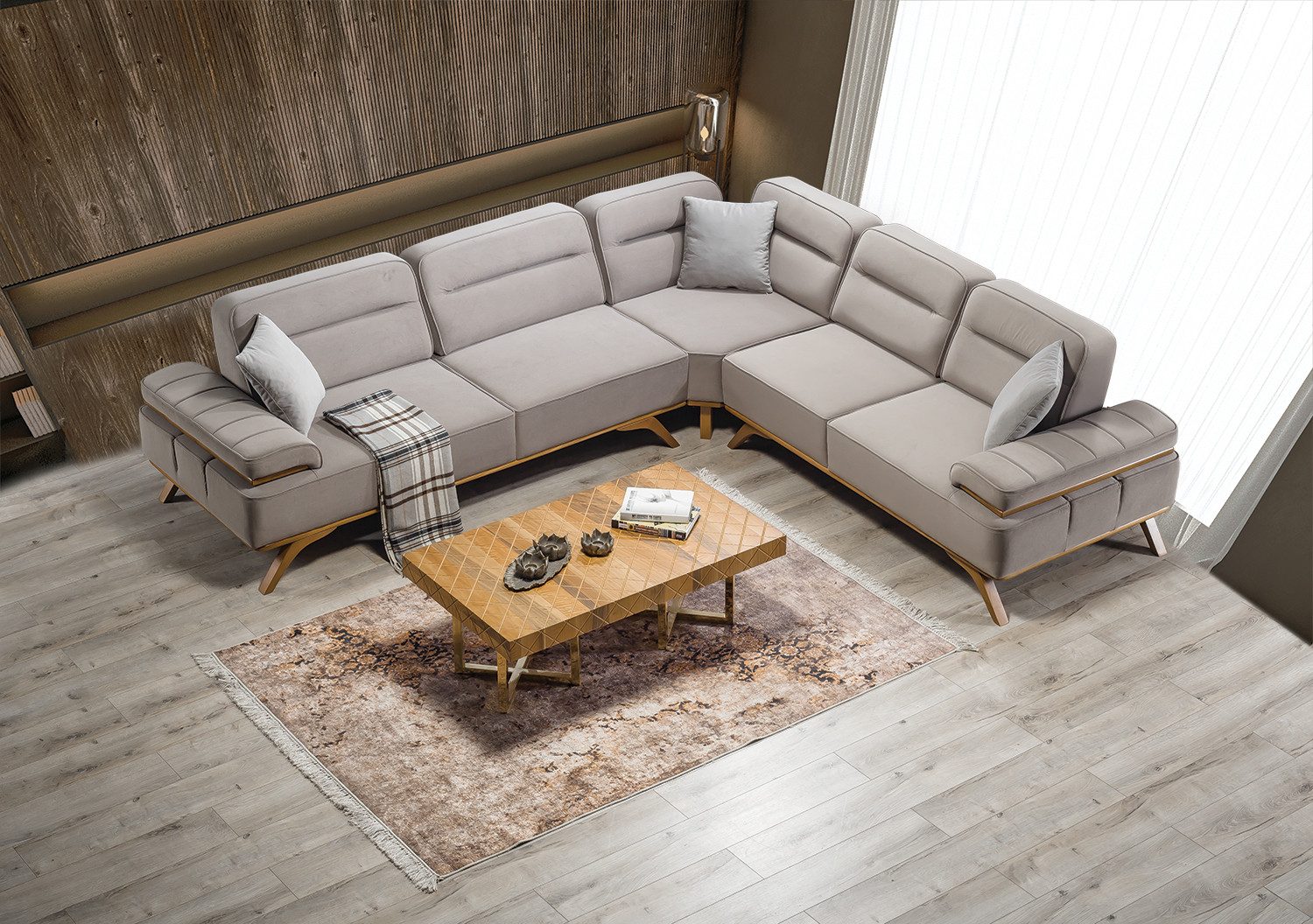 Viva Möbel Sofa DORA, L305 x R265 cm, Luxuriöses Design mit optimaler Unterstützung.