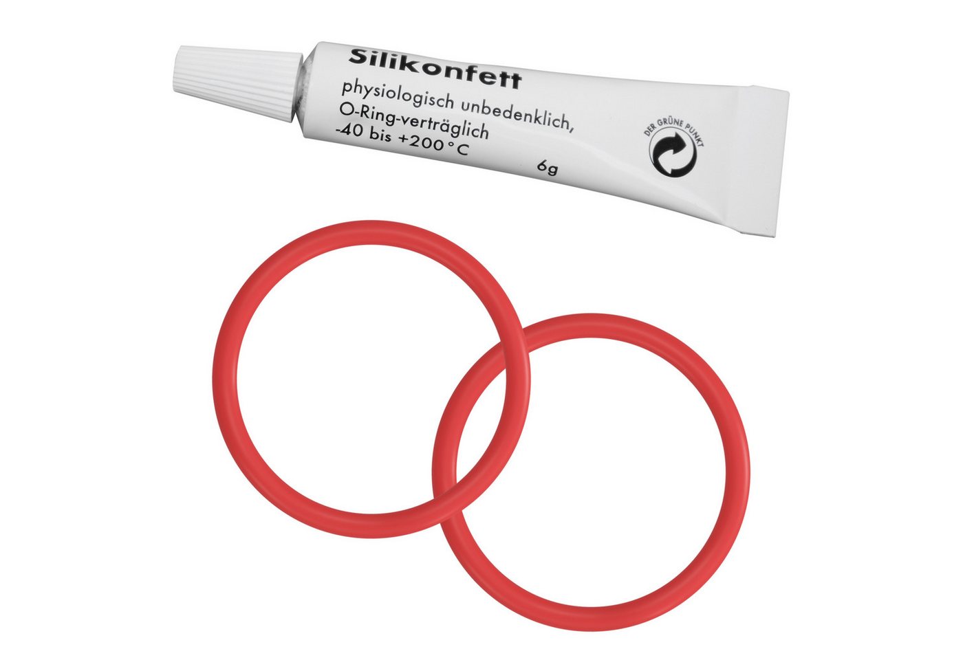 VIOKS Schmierfett 2x O-Ring 43mmØ Ersatz für DeLonghi 5332149100 + Silikonfett 6 g, für Brühgruppen in Kaffeevollautomaten