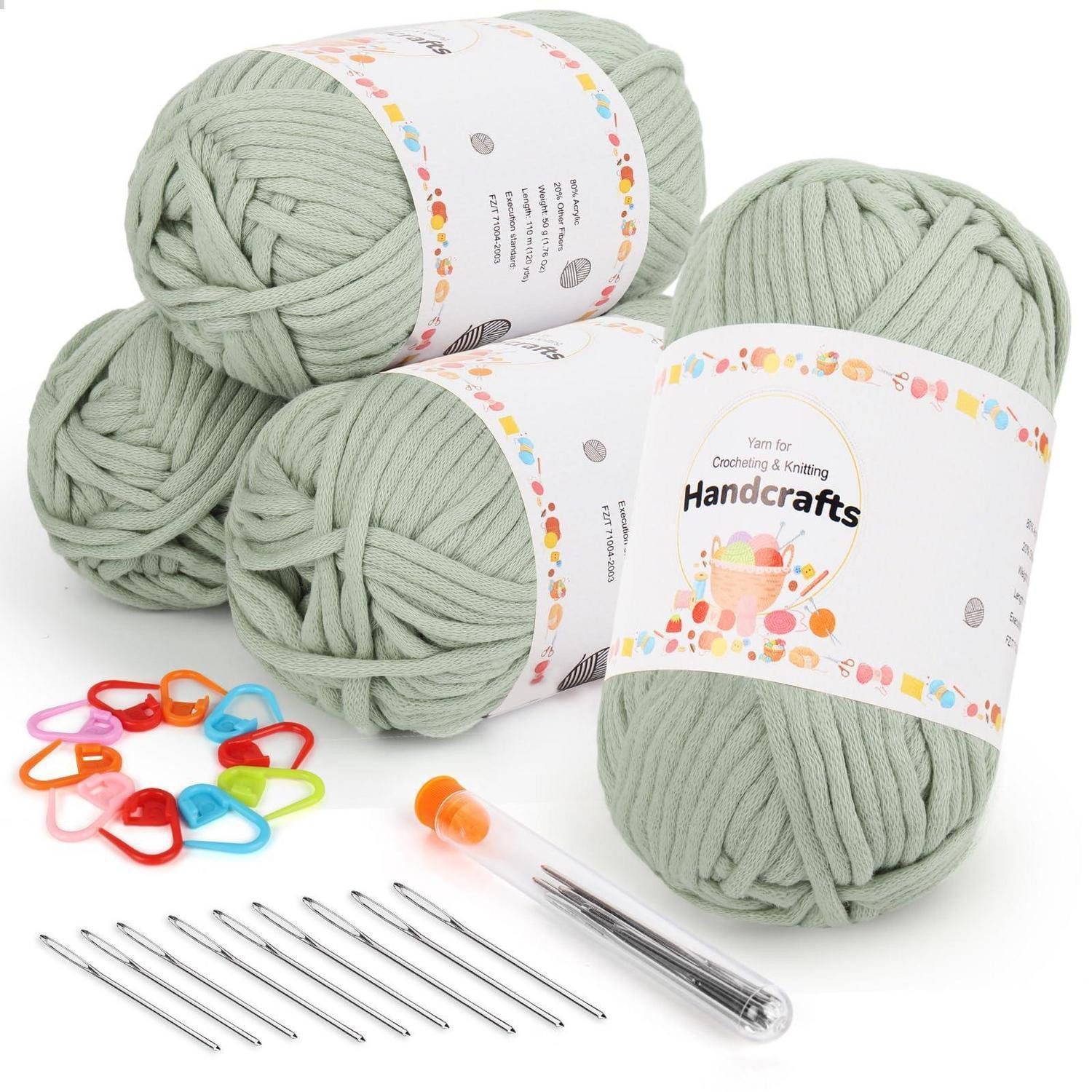 LuxusKollektion Wolle Häkelgarn 4x50g Hellgrün Zubehör Häkelwolle, (4-St)